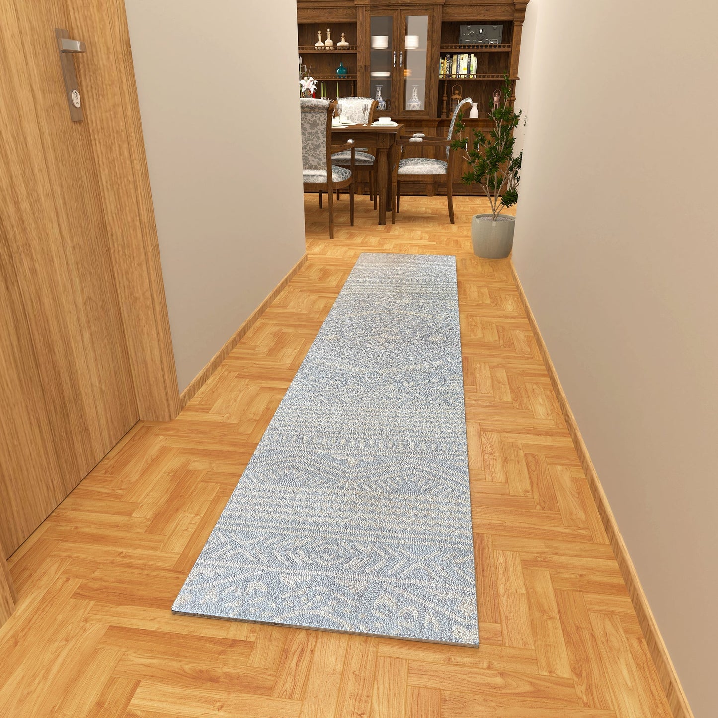 Premium Hand-Tufted Rug Made of 100% Wool - Morning Mist - 2x8 Feet