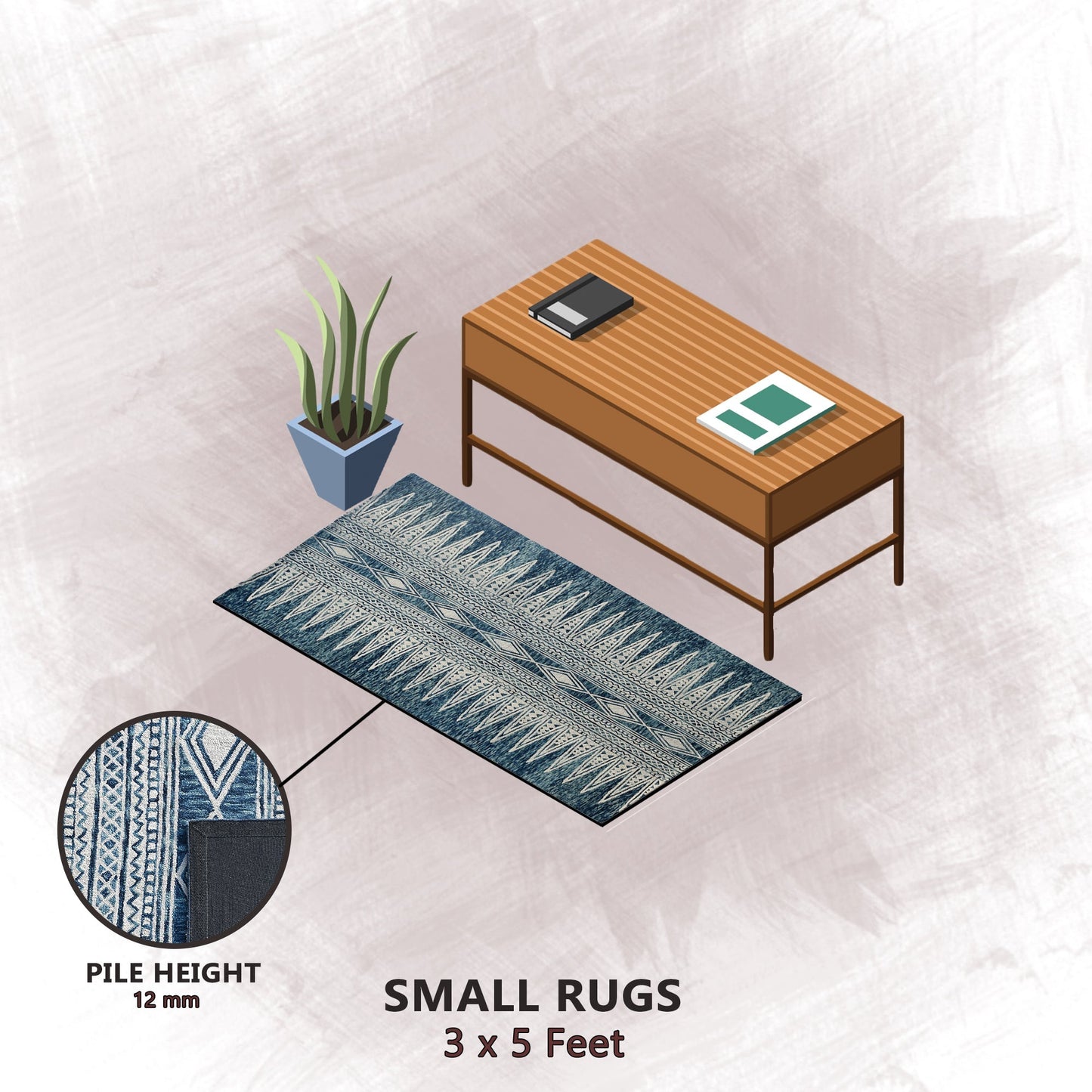 Premium Hand-Tufted Rug Made of 100% Wool - Native Path - 3x5 Feet
