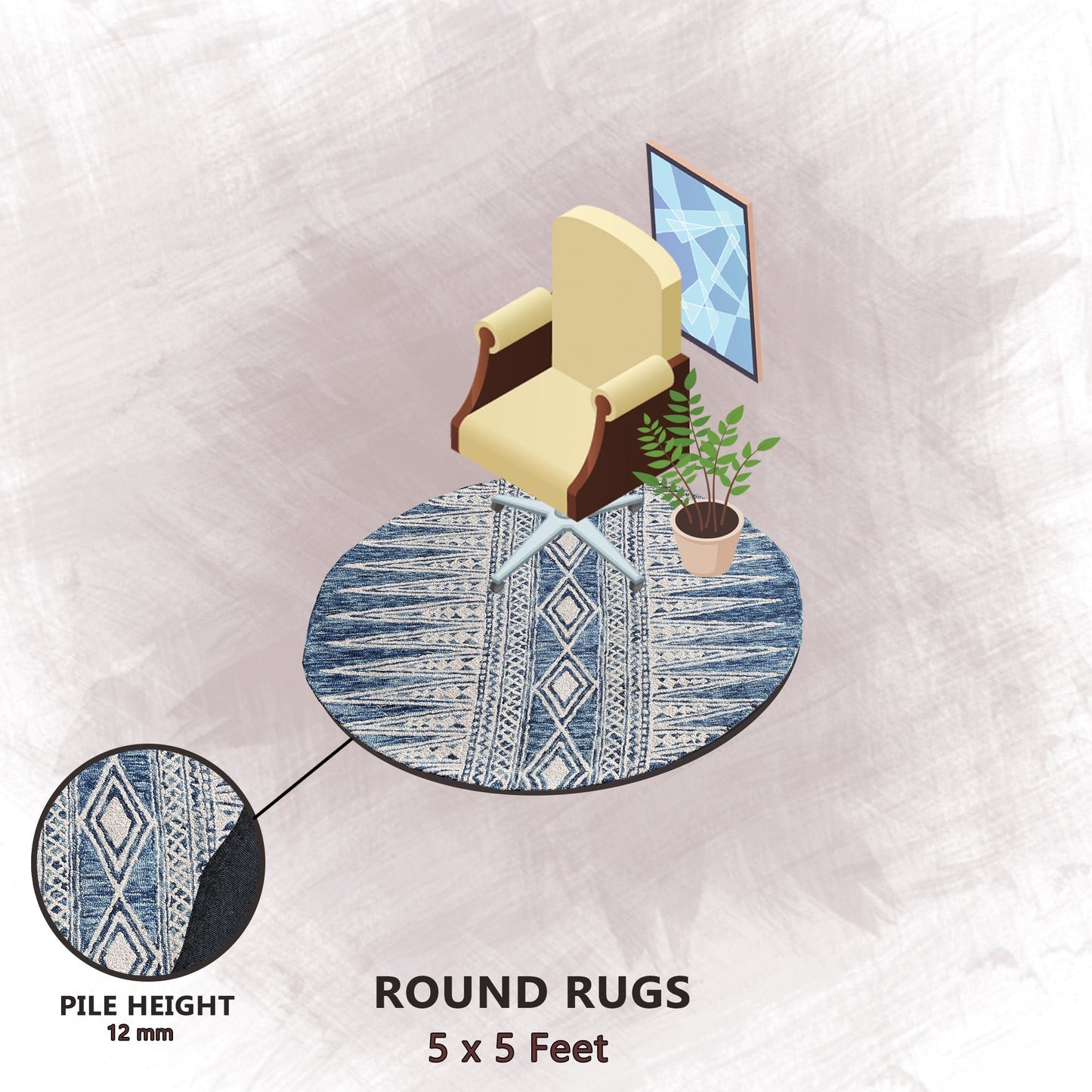Premium Hand-Tufted Rug Made of 100% Wool - Native Path - 5x5 Feet