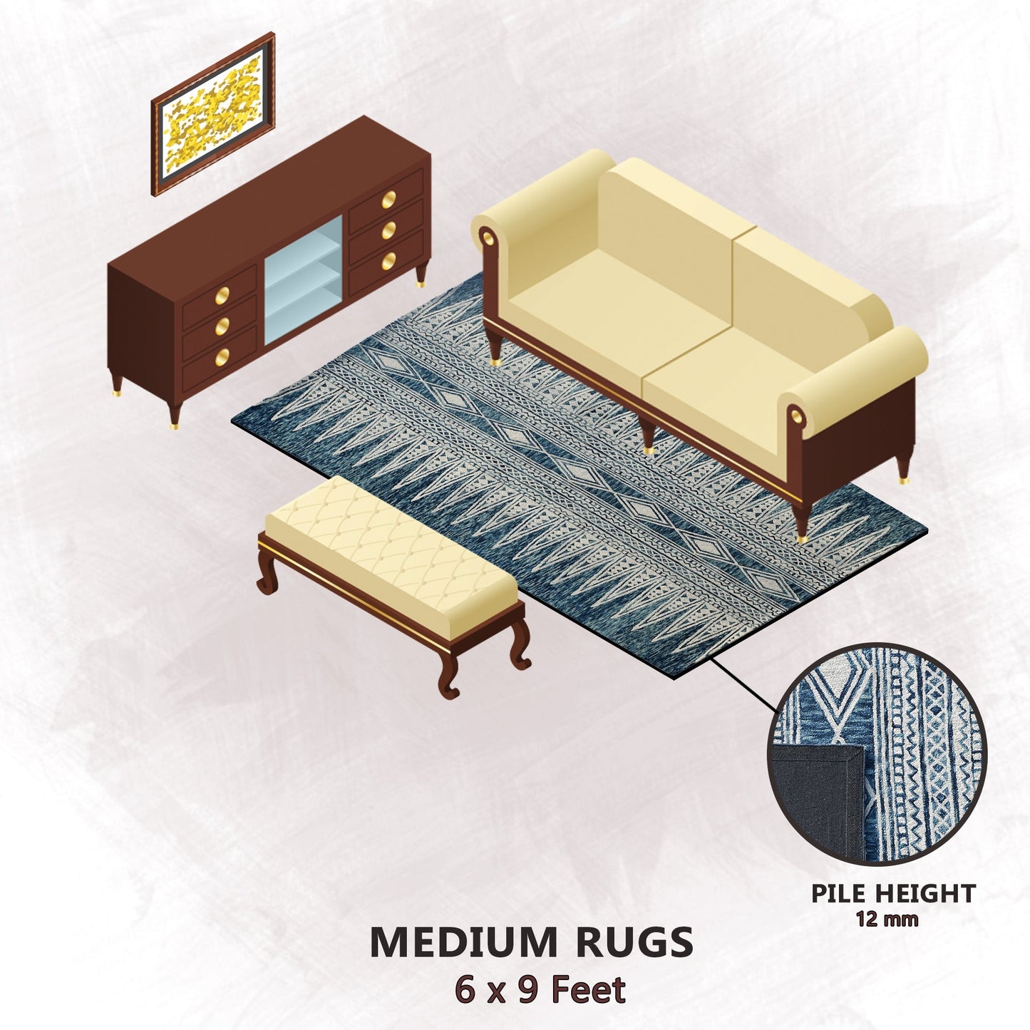 Premium Hand-Tufted Rug Made of 100% Wool - Native Path - 6x9 Feet