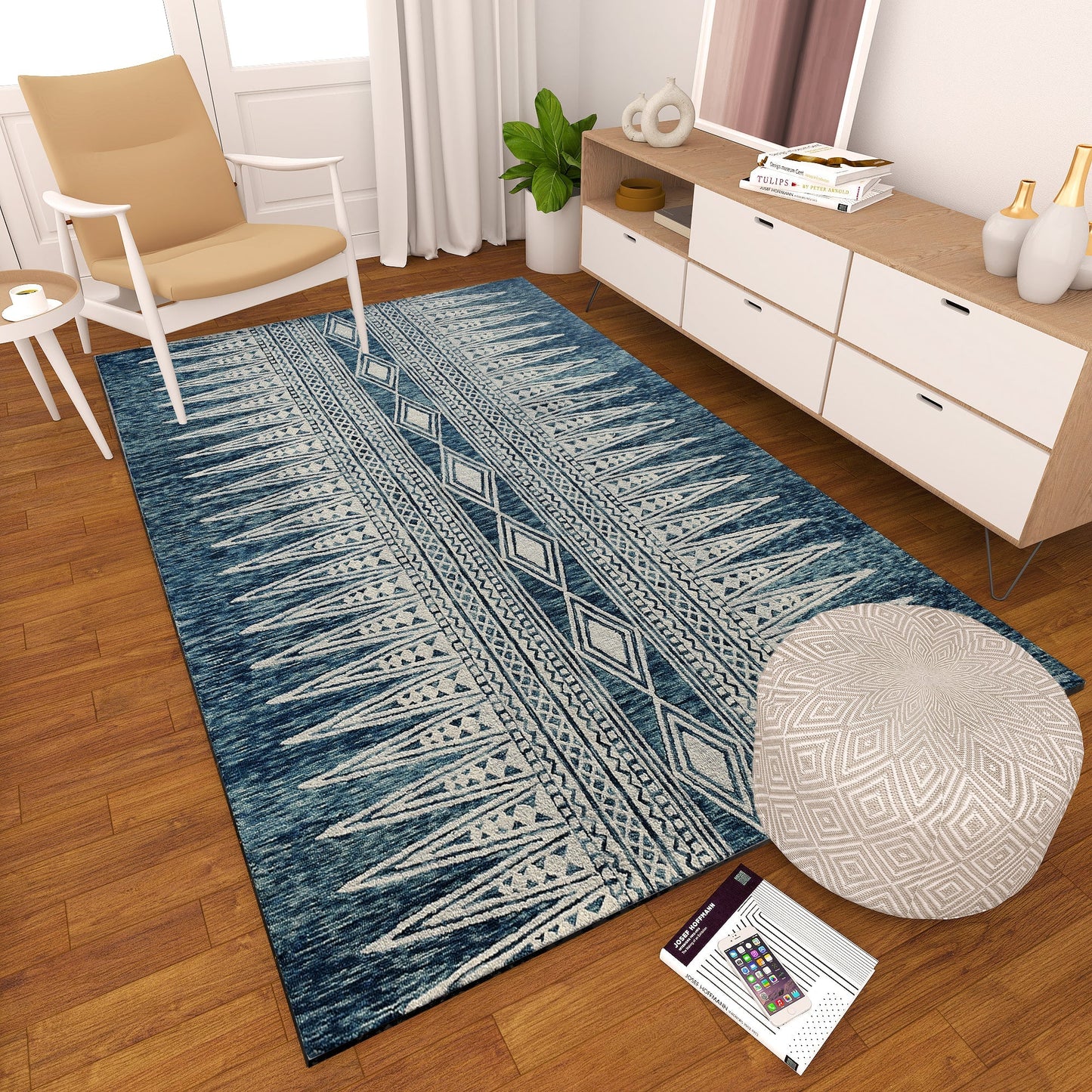 Premium Hand-Tufted Rug Made of 100% Wool - Native Path - 3x5 Feet