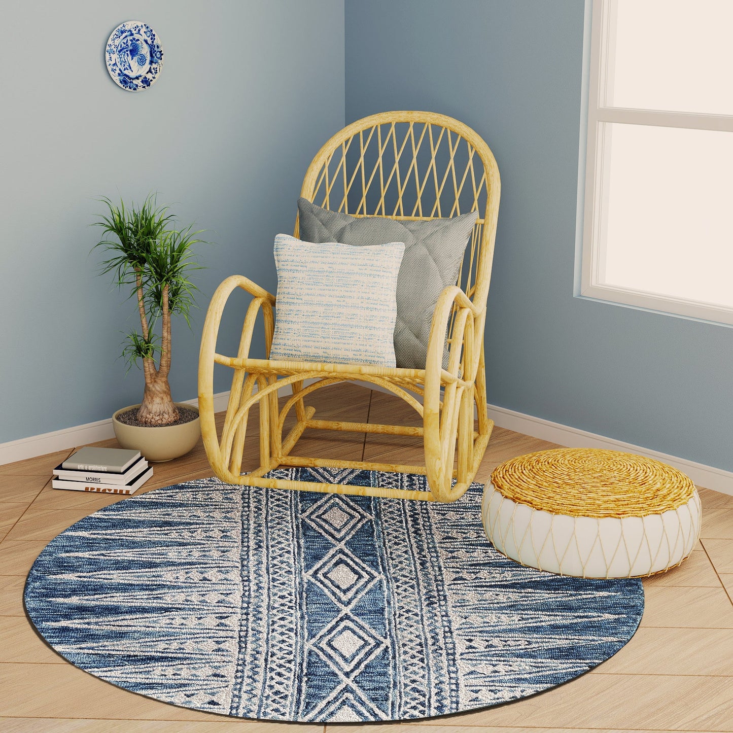 Premium Hand-Tufted Rug Made of 100% Wool - Native Path - 5x5 Feet