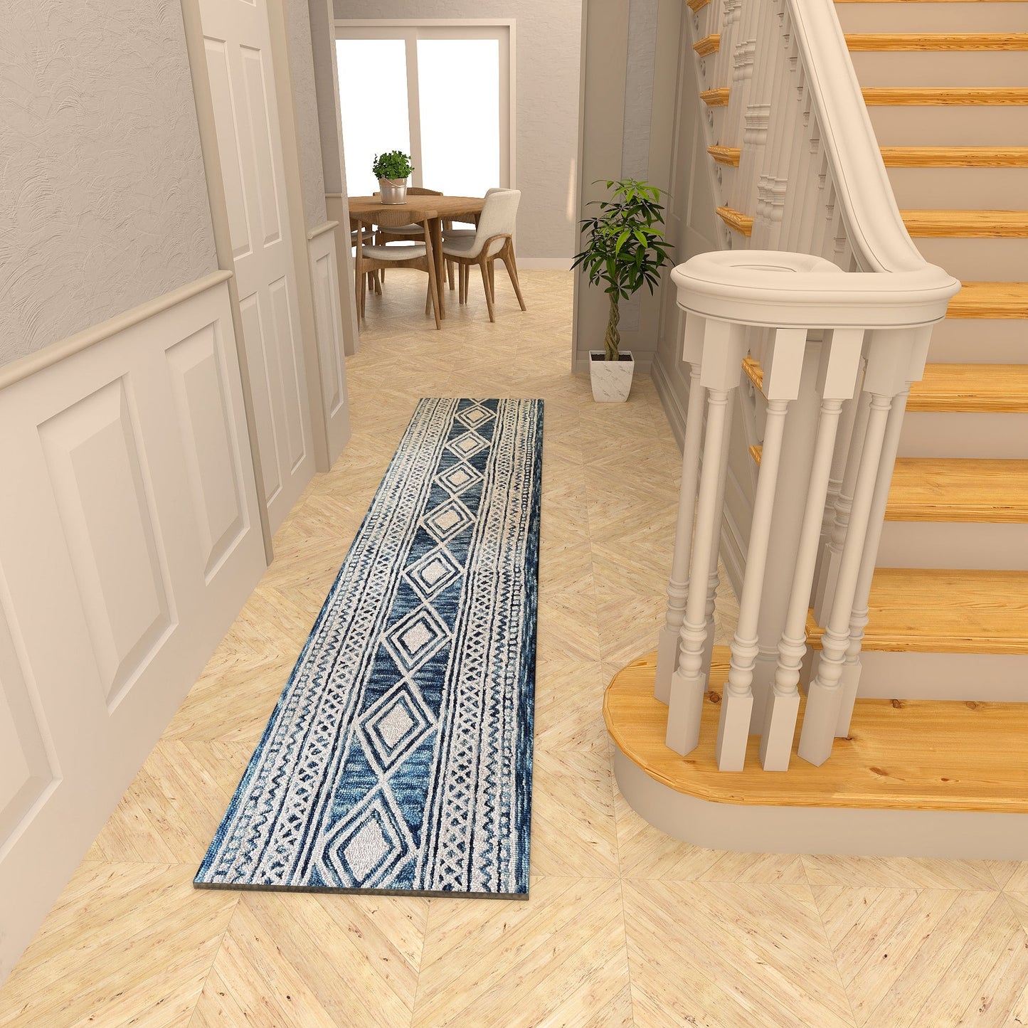 Premium Hand-Tufted Rug Made of 100% Wool - Native Path - 2x6 Feet