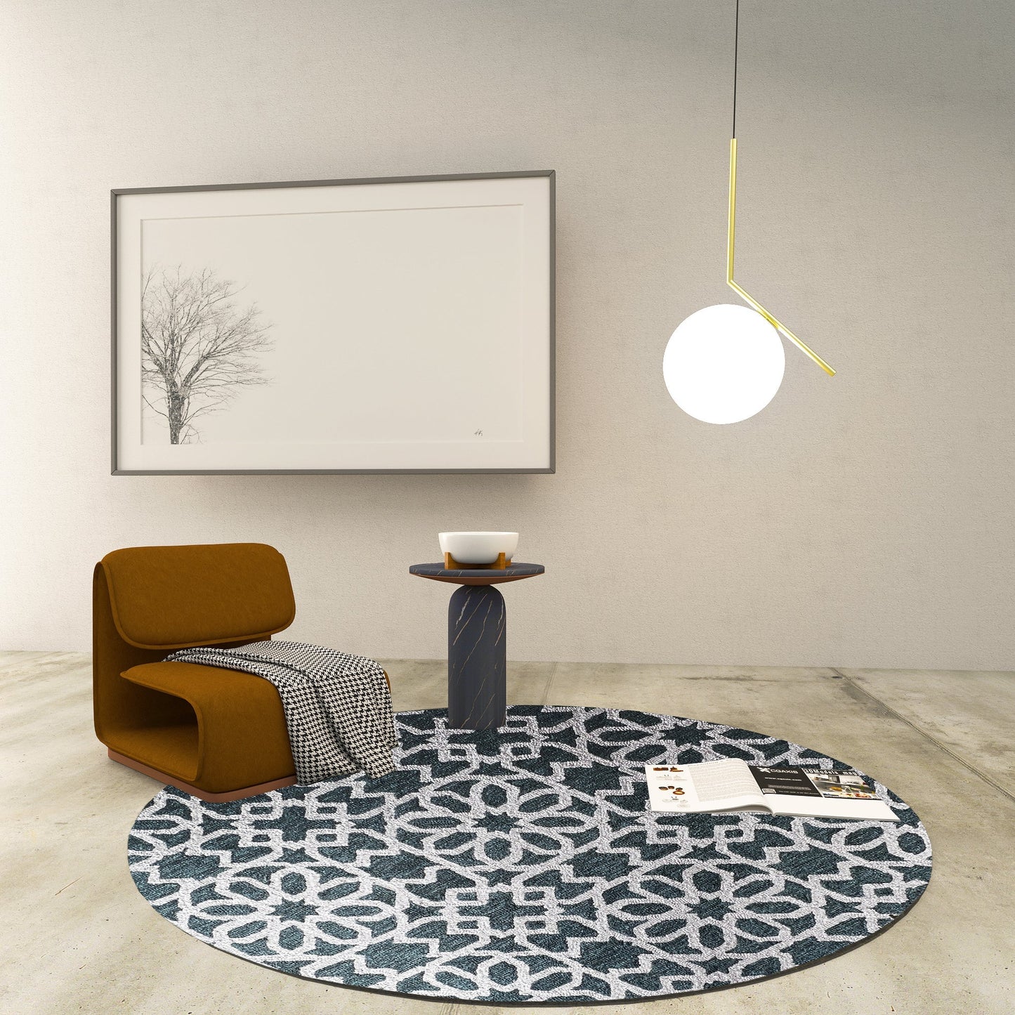 Premium Hand-Tufted Rug Made of 100% Wool - Noir Grid - 5x5 Feet