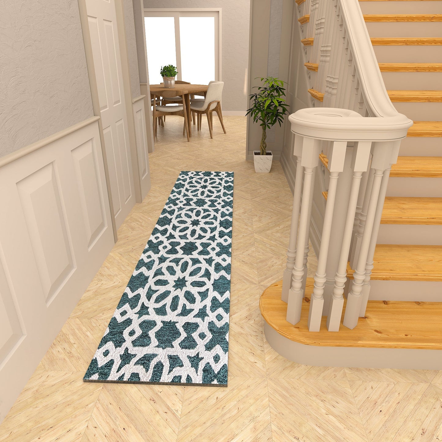 Premium Hand-Tufted Rug Made of 100% Wool - Noir Grid - 2x6 Feet