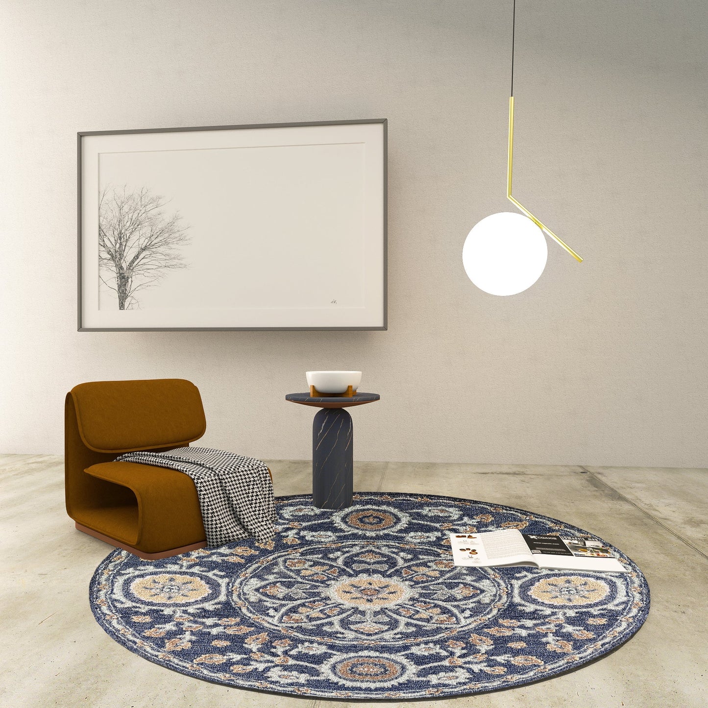 Premium Hand-Tufted Rug Made of 100% Wool - Nomadic Sun - 5x5 Feet