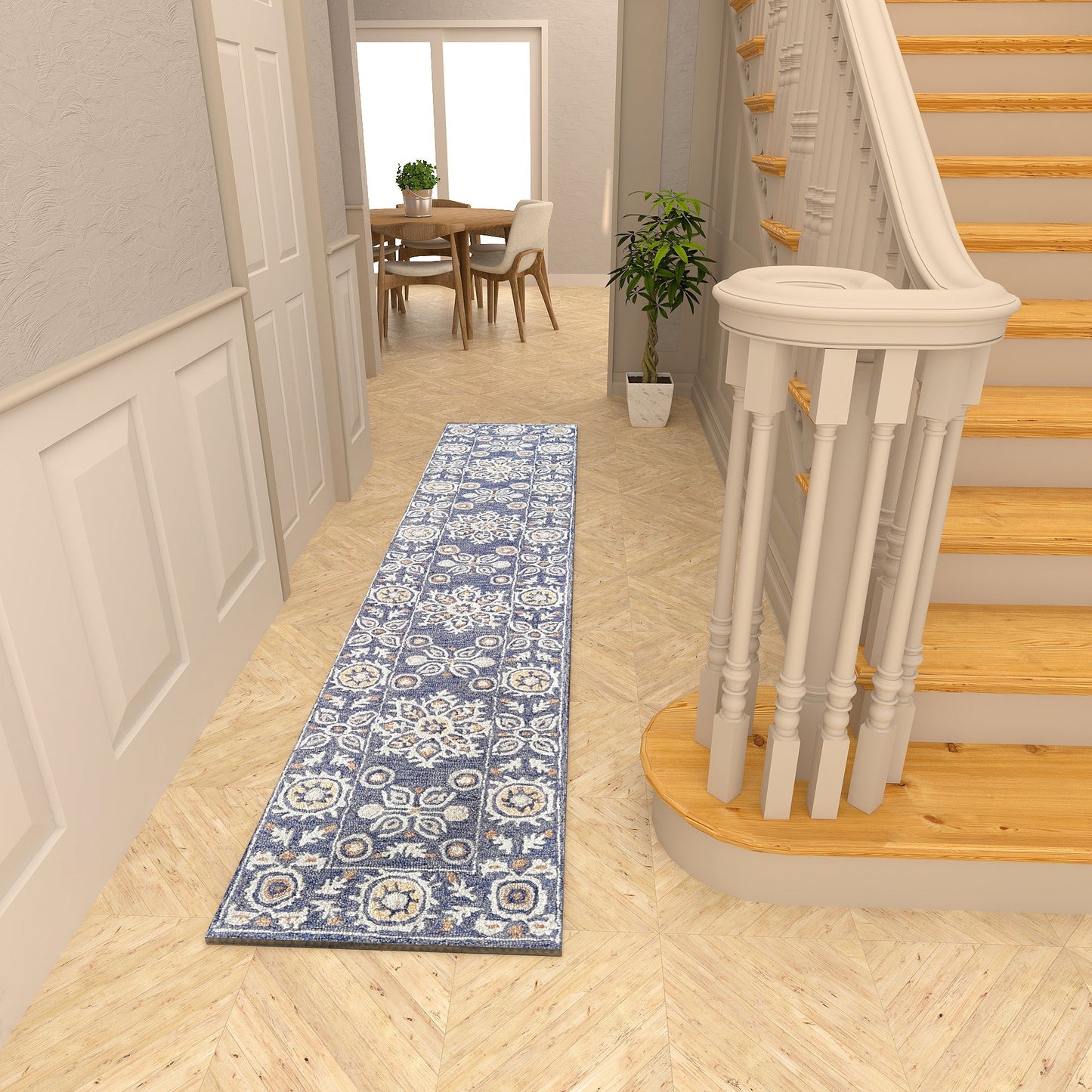 Premium Hand-Tufted Rug Made of 100% Wool - Nomadic Sun - 2x10 Feet
