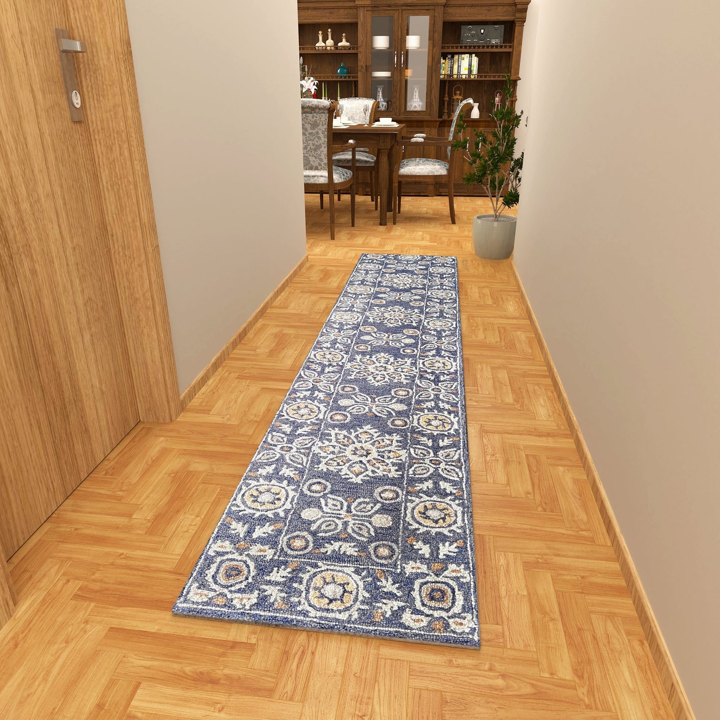 Premium Hand-Tufted Rug Made of 100% Wool - Nomadic Sun - 2x6 Feet