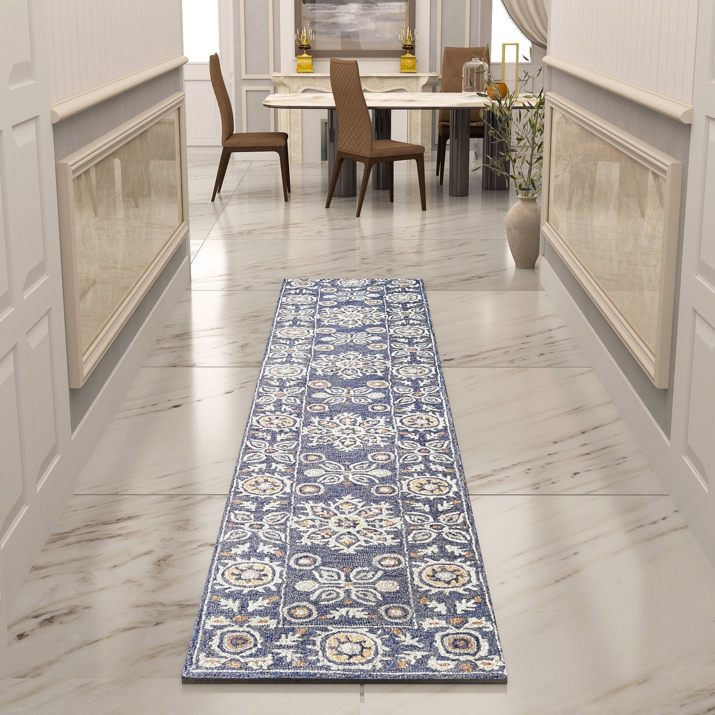 Premium Hand-Tufted Rug Made of 100% Wool - Nomadic Sun - 2x10 Feet