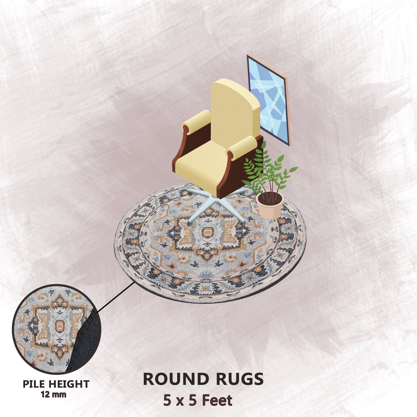 Premium Hand-Tufted Rug Made of 100% Wool - Northern Tale - 5x5 Feet