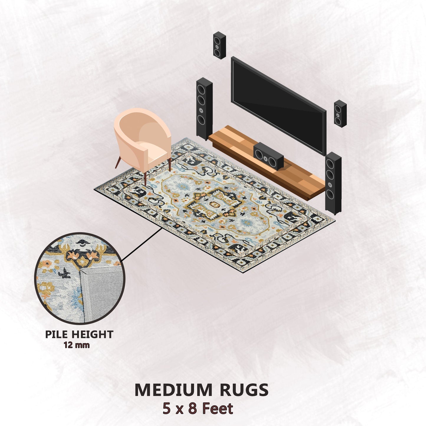 Premium Hand-Tufted Rug Made of 100% Wool - Northern Tale - 5x8 Feet