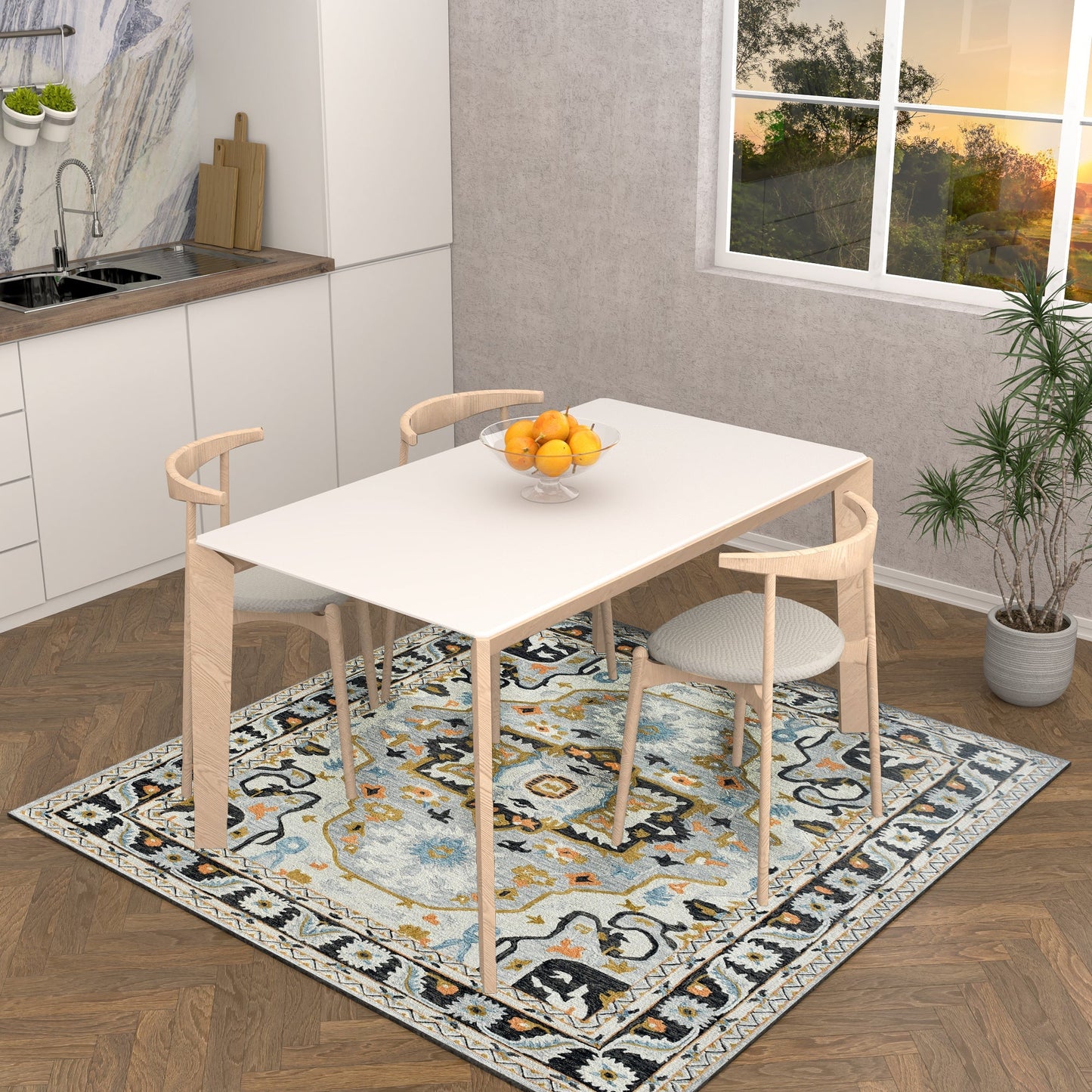 Premium Hand-Tufted Rug Made of 100% Wool - Northern Tale - 6x6 Feet