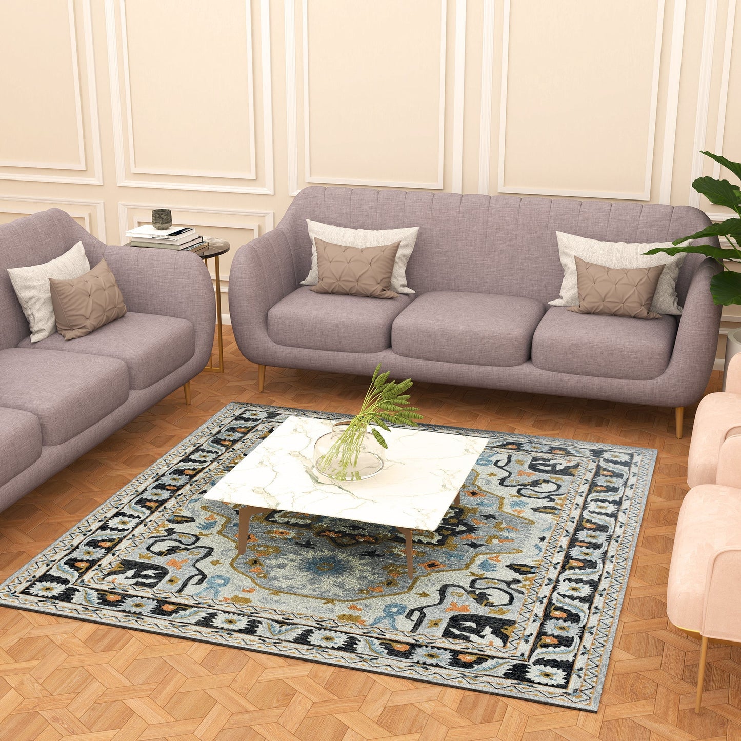 Premium Hand-Tufted Rug Made of 100% Wool - Northern Tale - 6x6 Feet