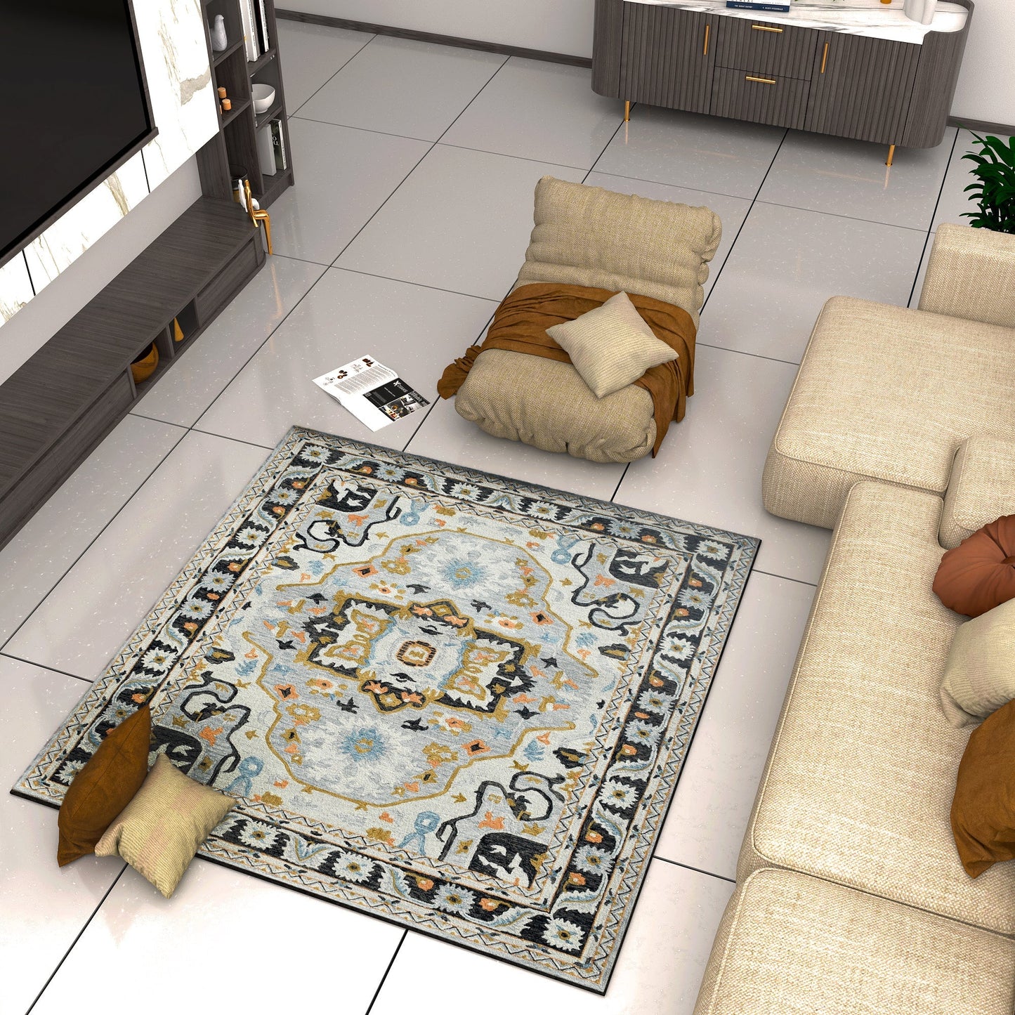 Premium Hand-Tufted Rug Made of 100% Wool - Northern Tale - 6x6 Feet