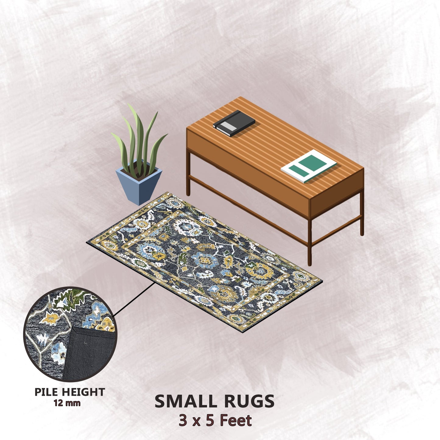 Premium Hand-Tufted Rug Made of 100% Wool - Old Country - 3x5 Feet