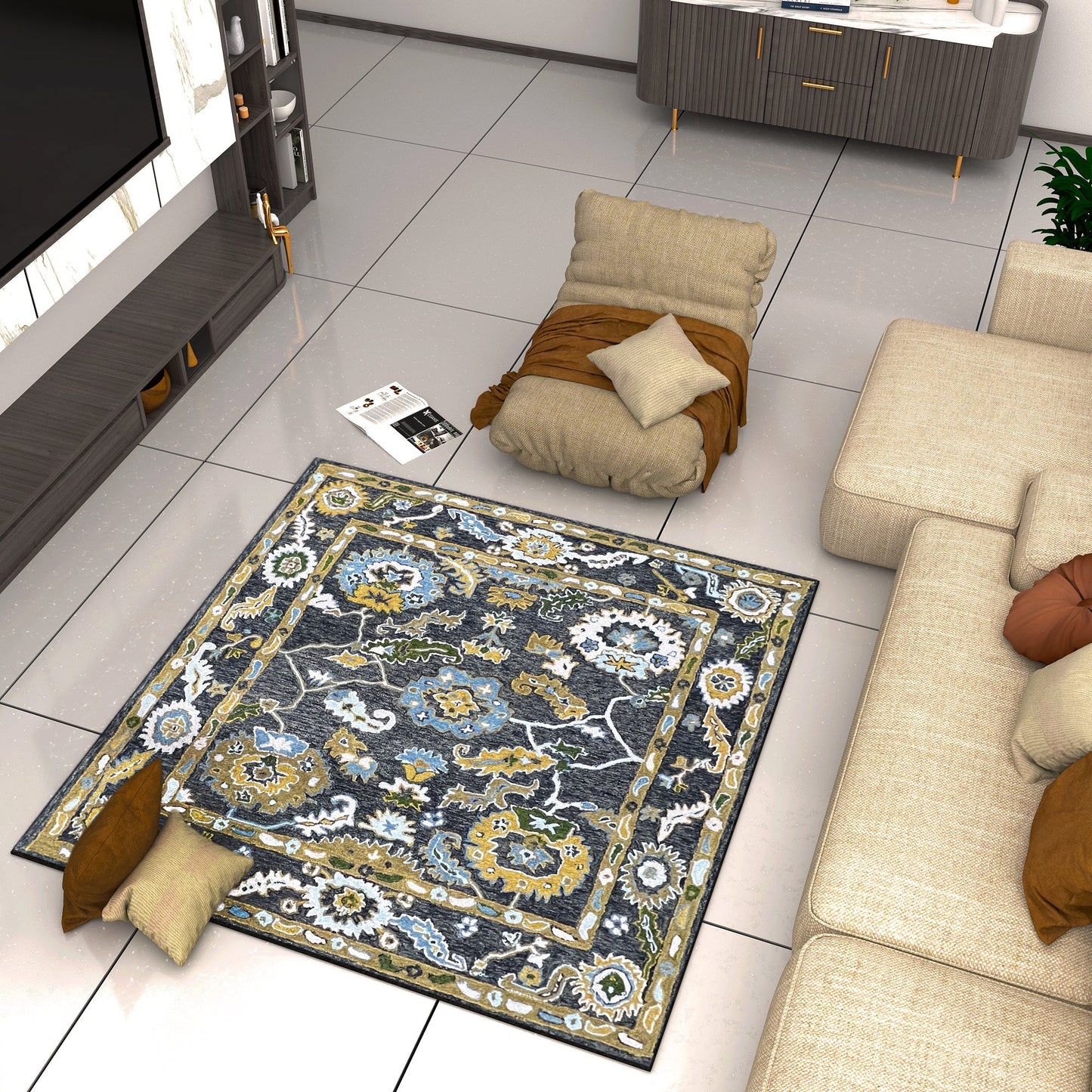 Premium Hand-Tufted Rug Made of 100% Wool - Old Country - 6x6 Feet