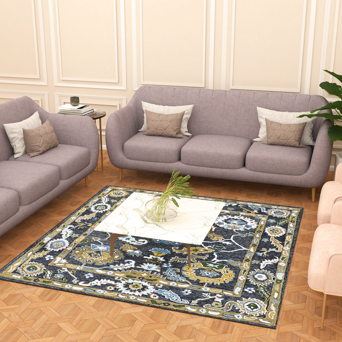 Premium Hand-Tufted Rug Made of 100% Wool - Old Country - 6x6 Feet