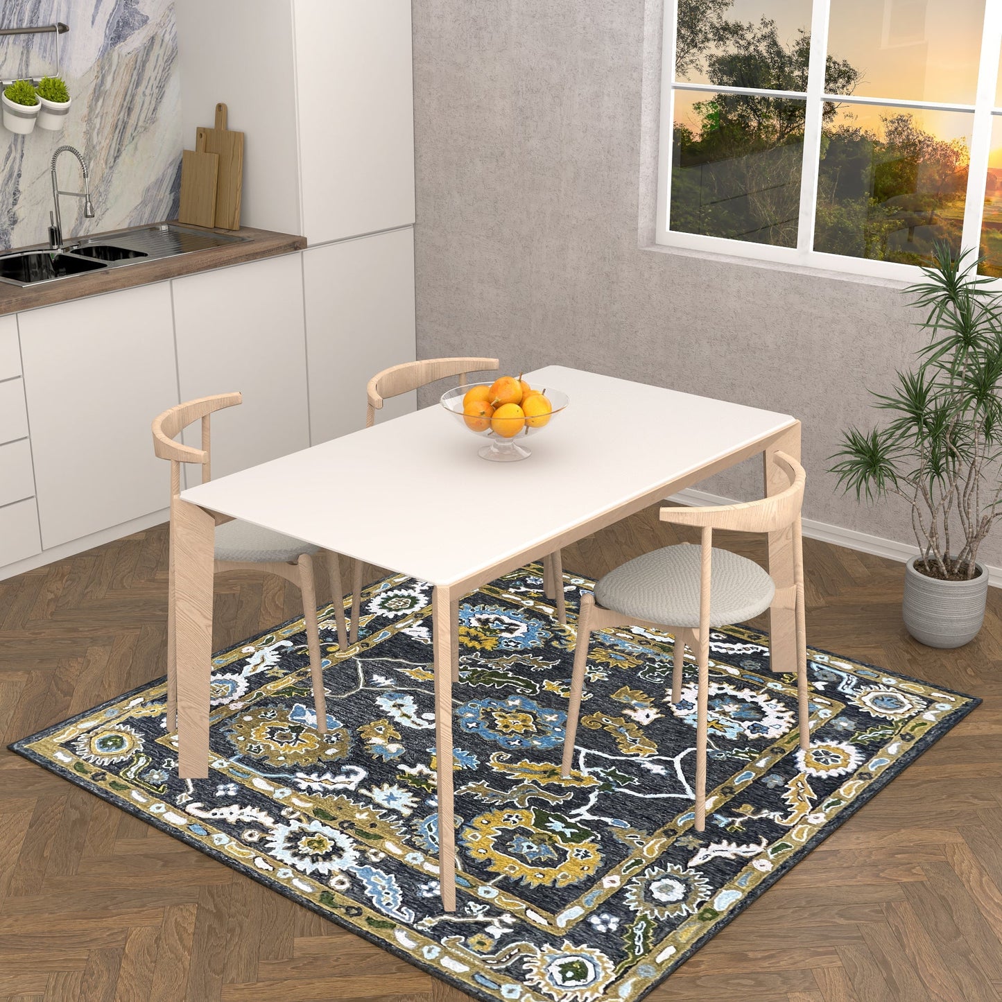 Premium Hand-Tufted Rug Made of 100% Wool - Old Country - 6x6 Feet