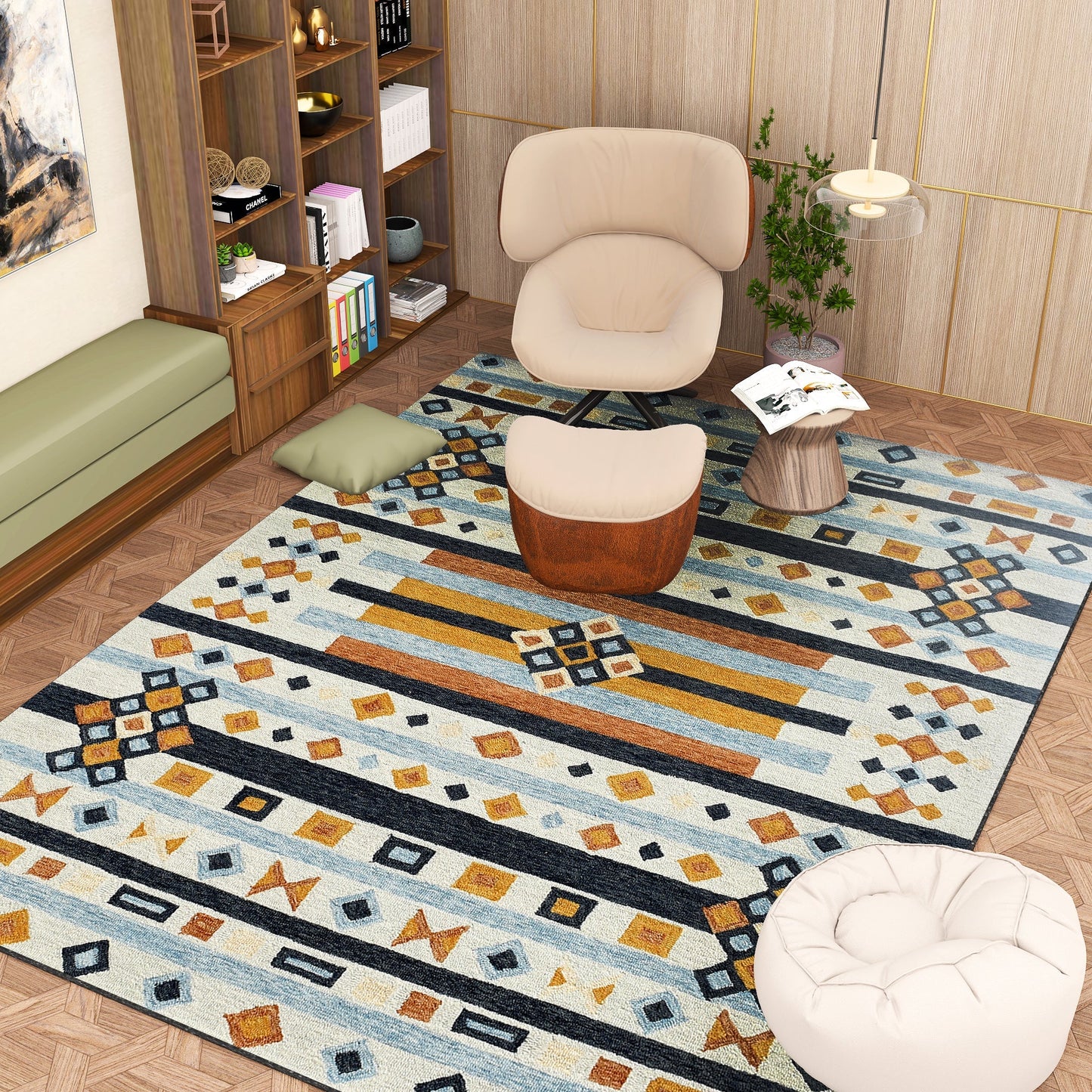 Premium Hand-Tufted Rug Made of 100% Wool - Ojo De Dios - 9x12 Feet