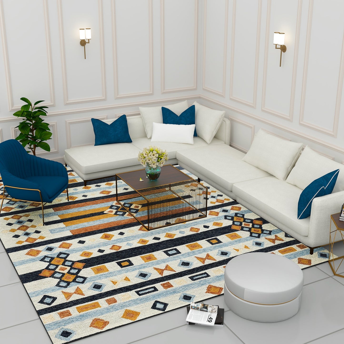 Premium Hand-Tufted Rug Made of 100% Wool - Ojo De Dios - 9x12 Feet