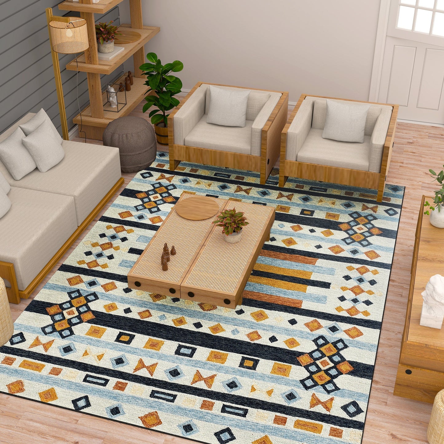 Premium Hand-Tufted Rug Made of 100% Wool - Ojo De Dios - 8x10 Feet