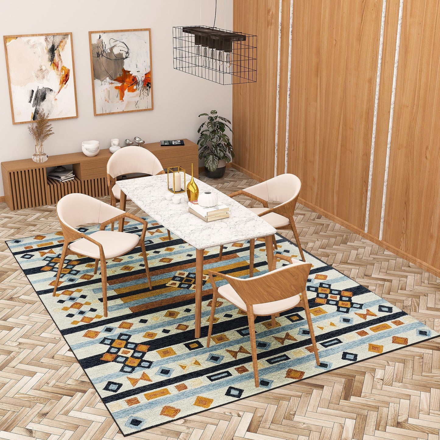 Premium Hand-Tufted Rug Made of 100% Wool - Ojo De Dios - 9x12 Feet