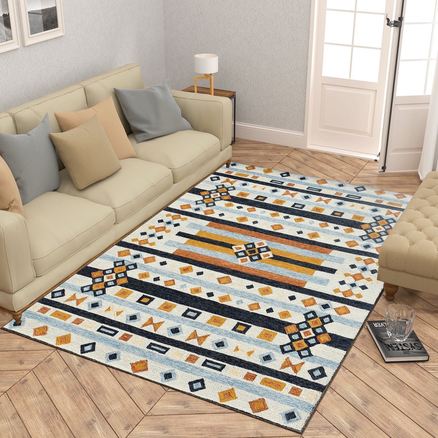 Premium Hand-Tufted Rug Made of 100% Wool - Ojo De Dios - 6x9 Feet