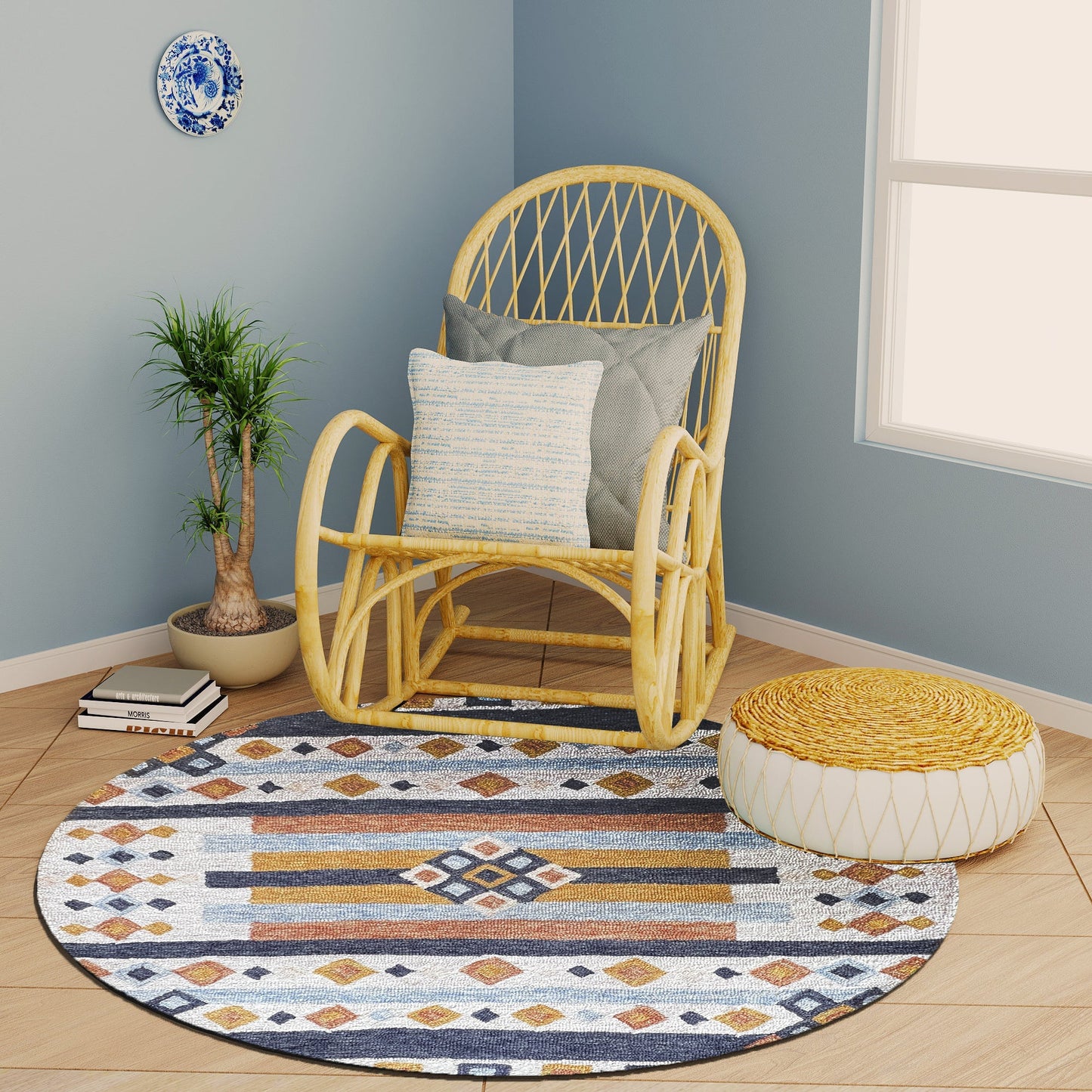 Premium Hand-Tufted Rug Made of 100% Wool - Ojo De Dios - 5x5 Feet