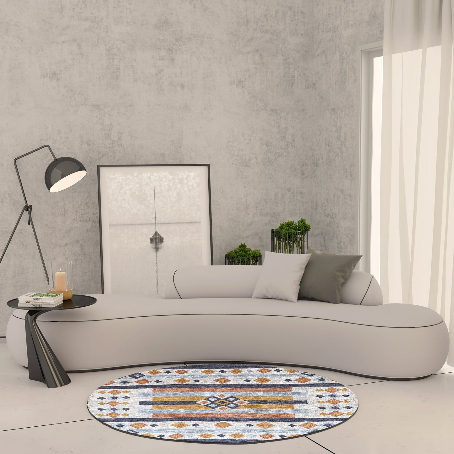 Premium Hand-Tufted Rug Made of 100% Wool - Ojo De Dios - 5x5 Feet