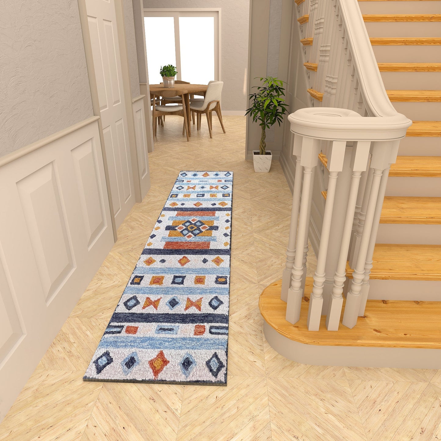 Premium Hand-Tufted Rug Made of 100% Wool - Ojo De Dios - 2x10 Feet
