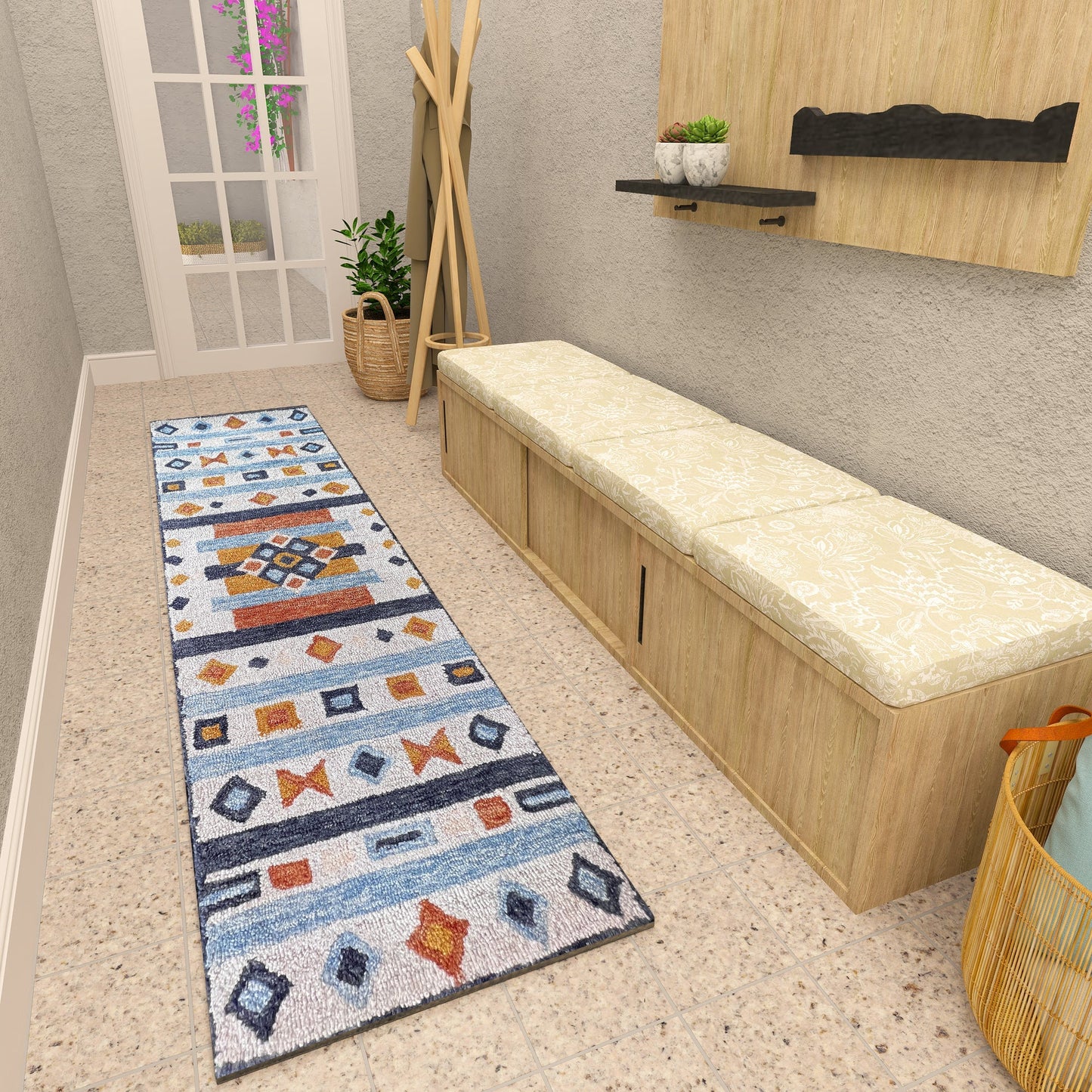 Premium Hand-Tufted Rug Made of 100% Wool - Ojo De Dios - 2x10 Feet