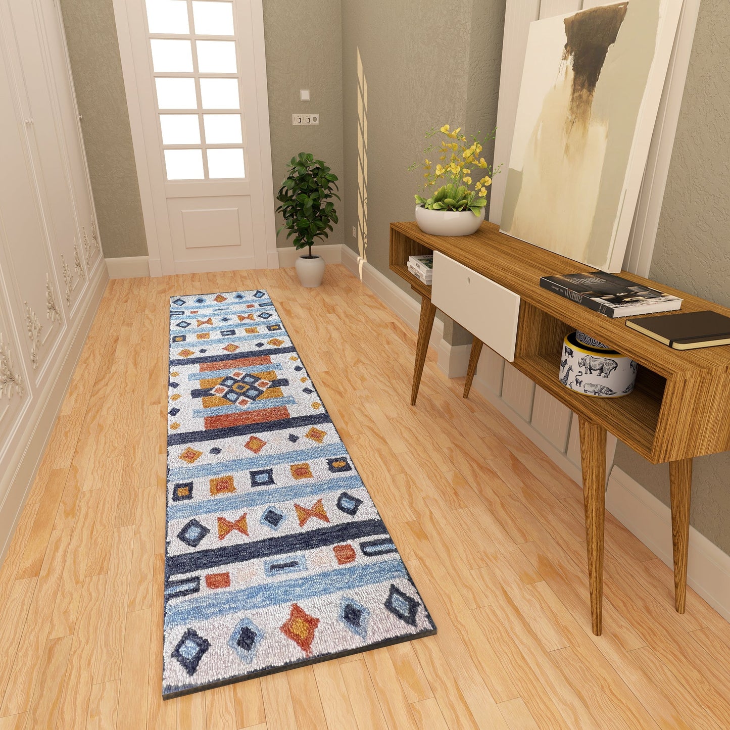 Premium Hand-Tufted Rug Made of 100% Wool - Ojo De Dios - 2x10 Feet
