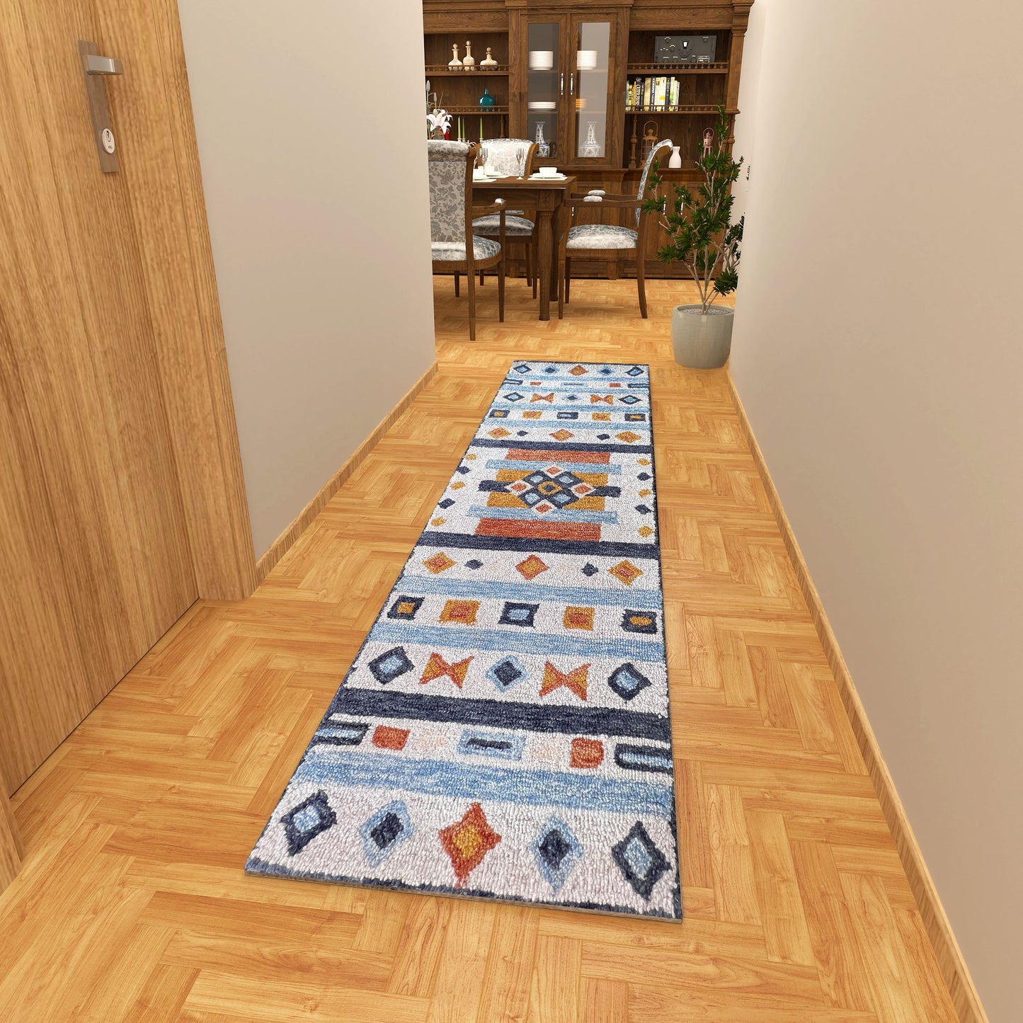 Premium Hand-Tufted Rug Made of 100% Wool - Ojo De Dios - 2x10 Feet