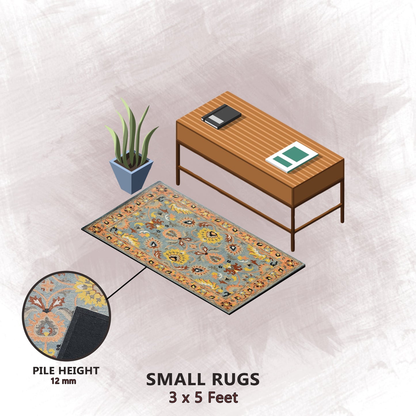 Premium Hand-Tufted Rug Made of 100% Wool - Oui Versaille - 3x5 Feet