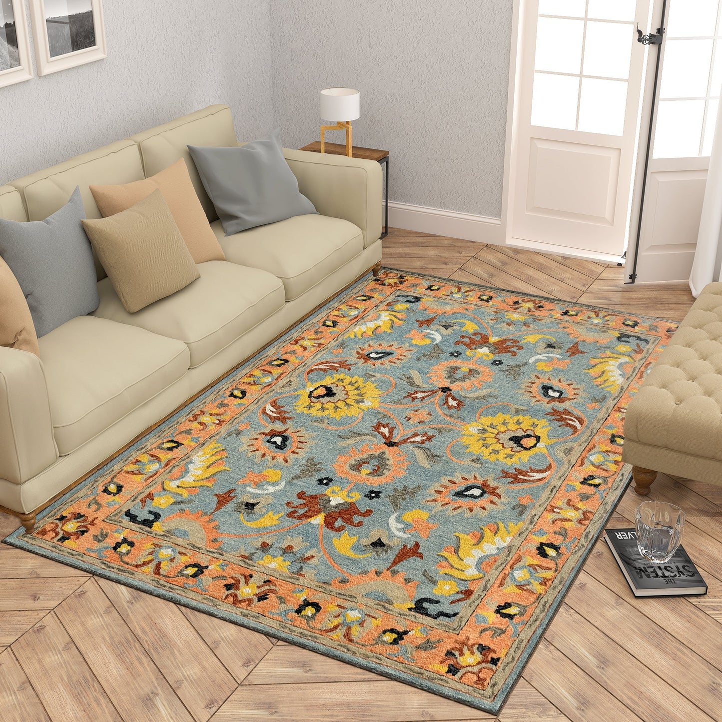 Premium Hand-Tufted Rug Made of 100% Wool - Oui Versaille - 3x5 Feet