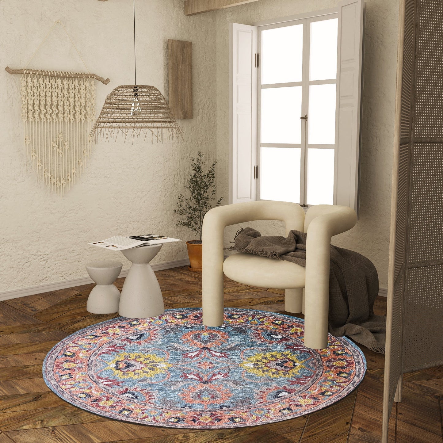 Premium Hand-Tufted Rug Made of 100% Wool - Oui Versaille - 5x5 Feet