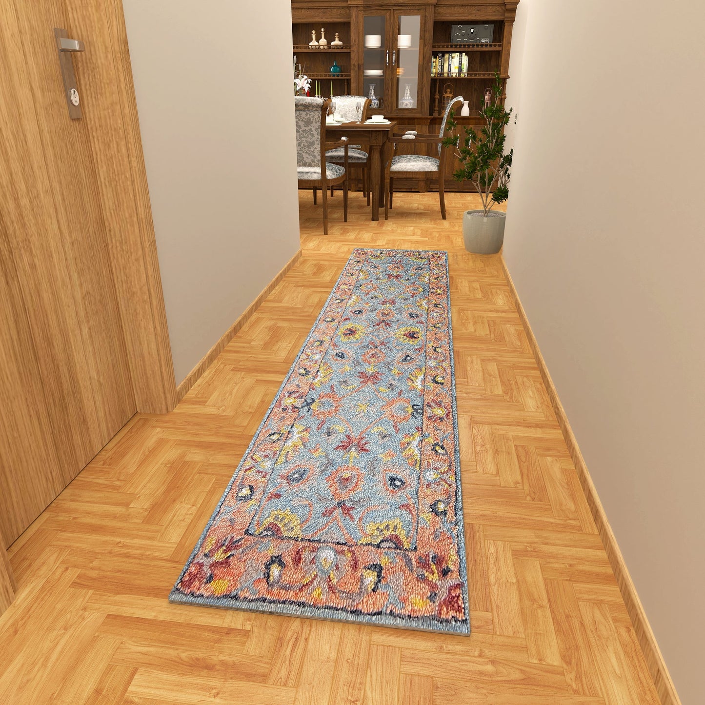 Premium Hand-Tufted Rug Made of 100% Wool - Oui Versaille - 2x8 Feet