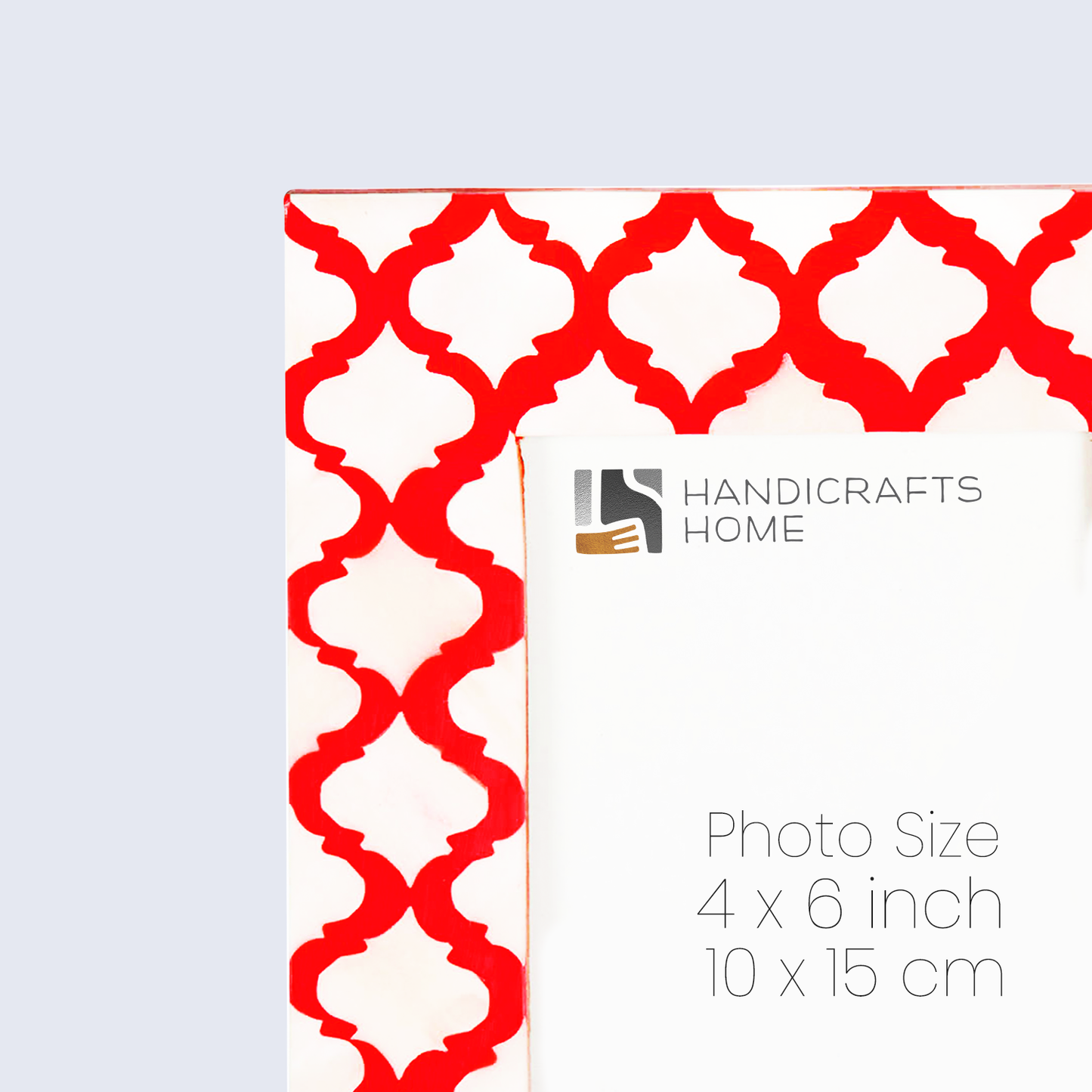 Picture Frames Moroccan Pattern Bone & Resin Inlay Collection in 2 Sizes | 1.5" Border Width | White & Red – Wholesale picture frames
