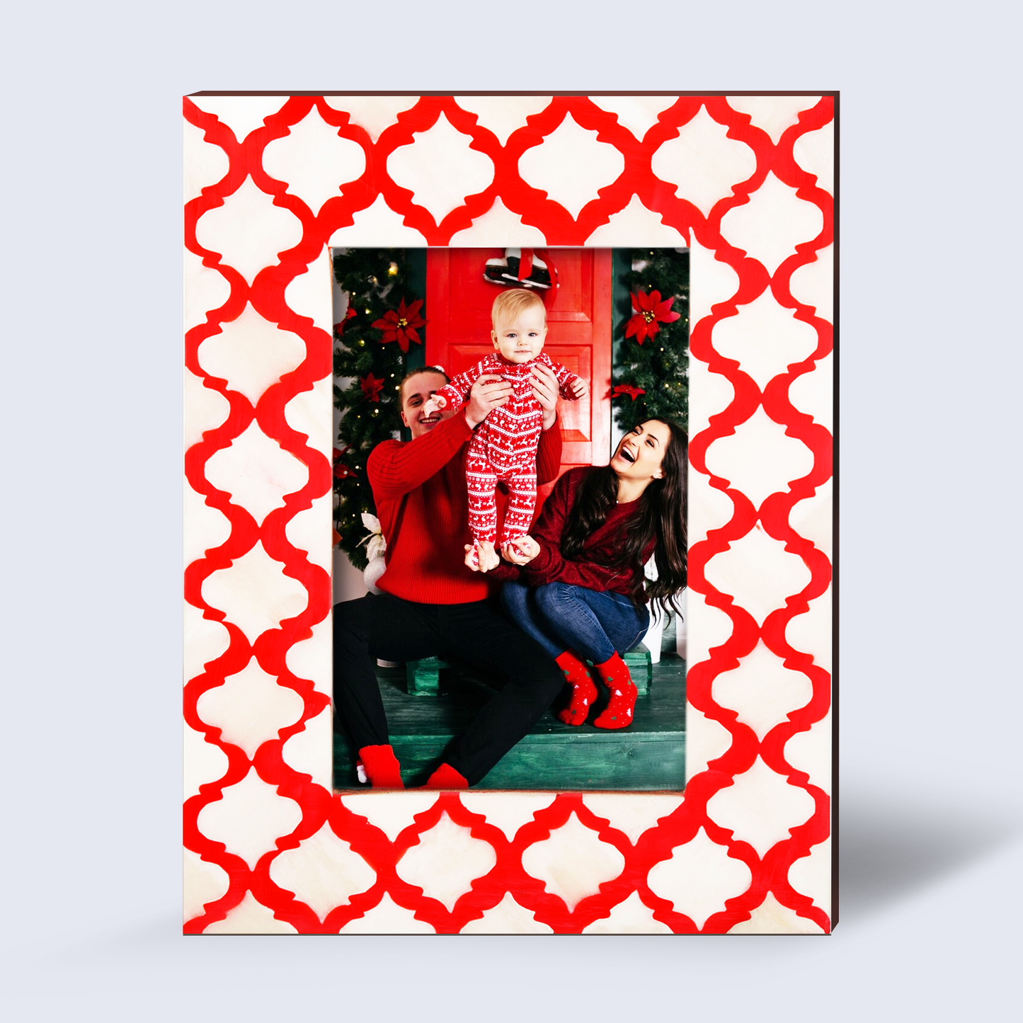 Picture Frames Moroccan Pattern Bone & Resin Inlay Collection in 2 Sizes | 1.5" Border Width | White & Red – Wholesale picture frames