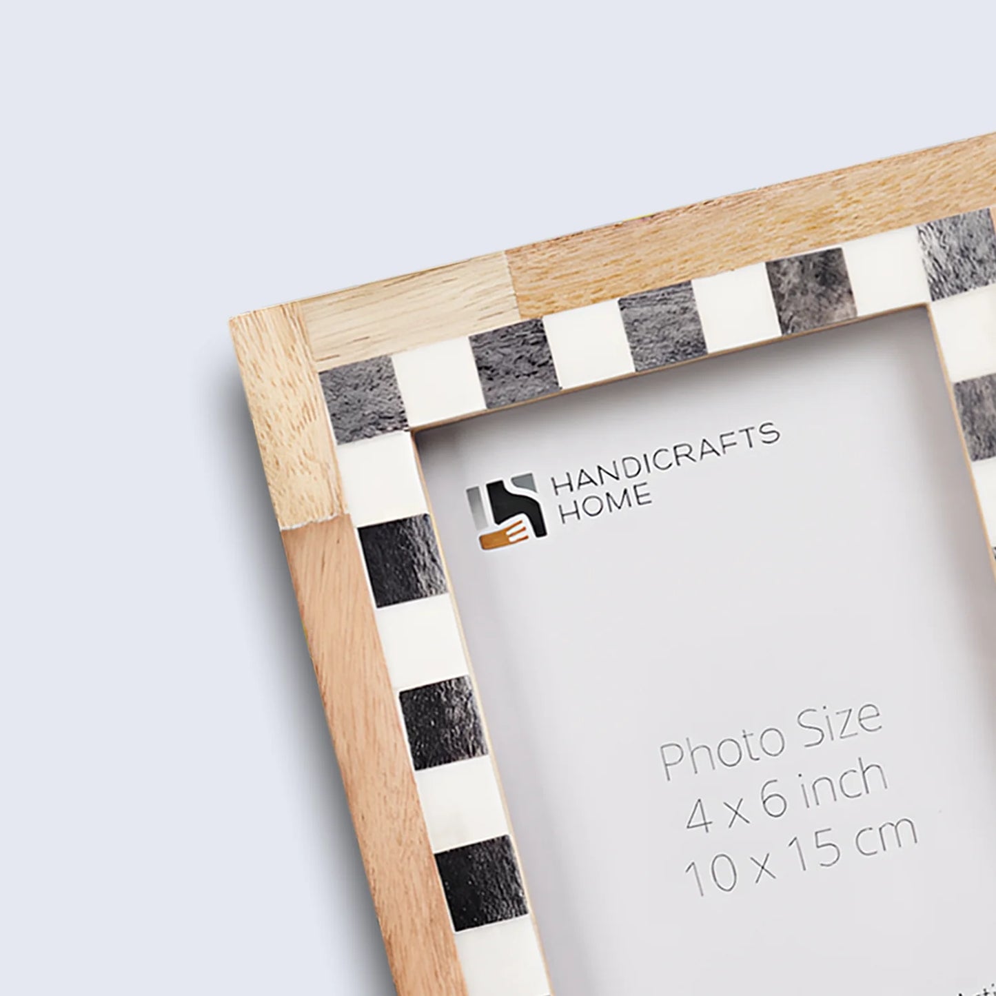 Checkered Bone Inlay Picture Frame, Grey & White