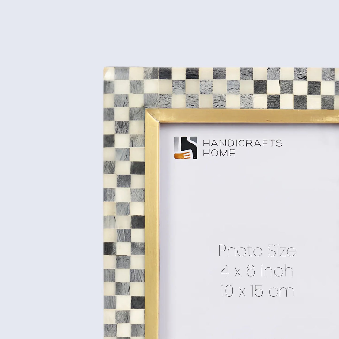 Bone Inlay & Brass Checkered Pattern Picture Frame - 4x6 – Wholesale picture frames