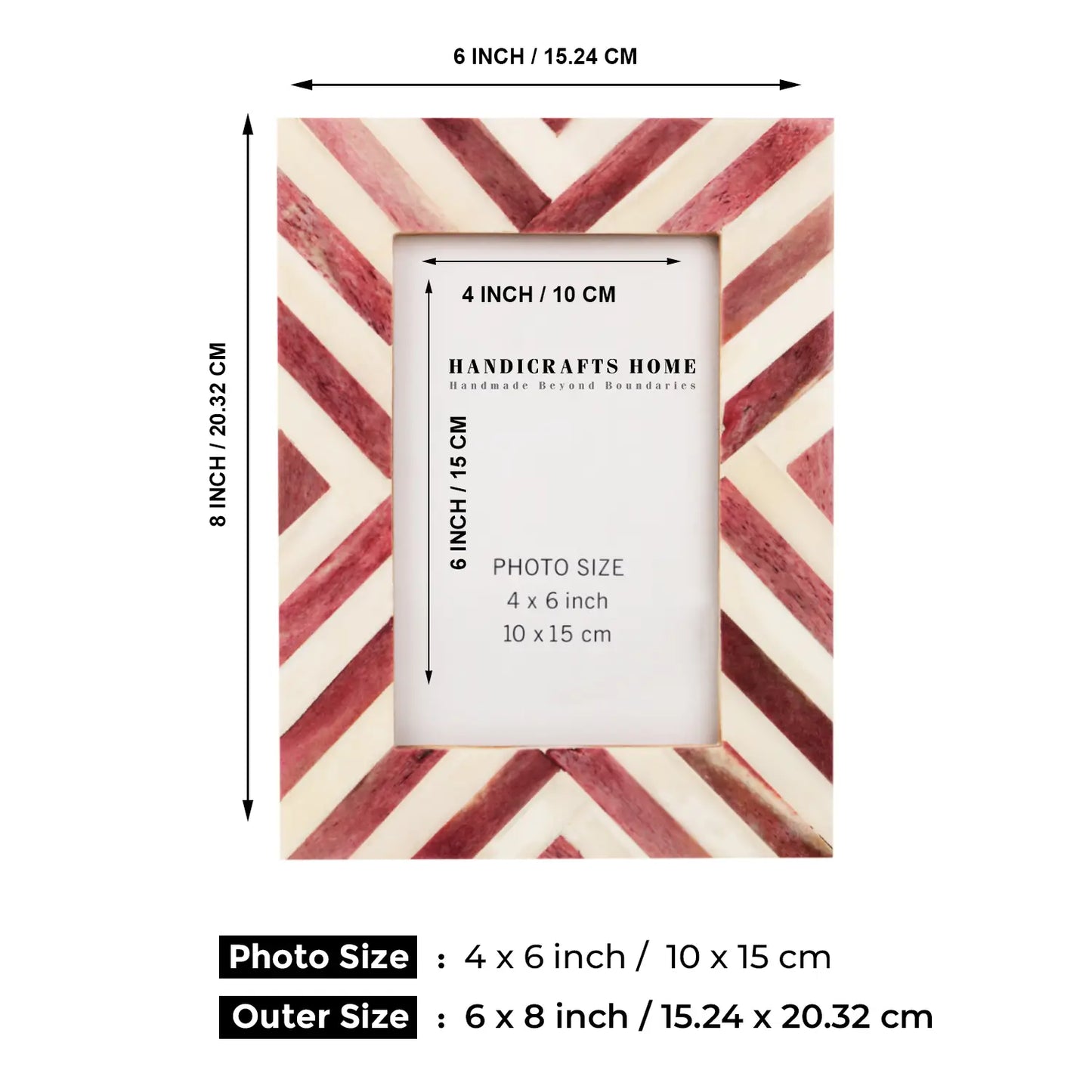 Picture Frames Chevron Pattern Bone Inlay in 2 Sizes- Purple