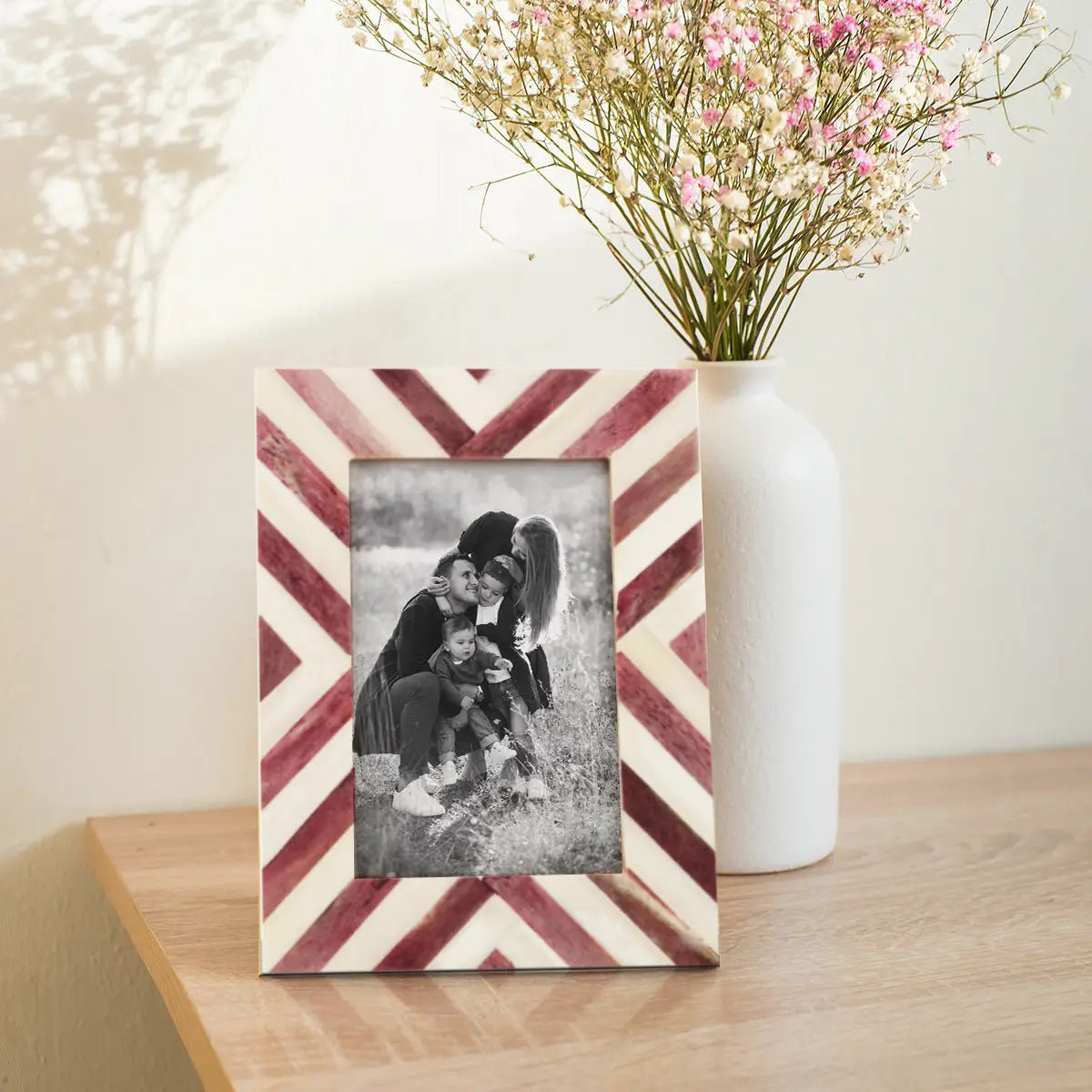 Picture Frames Chevron Pattern Bone Inlay in 2 Sizes- Purple