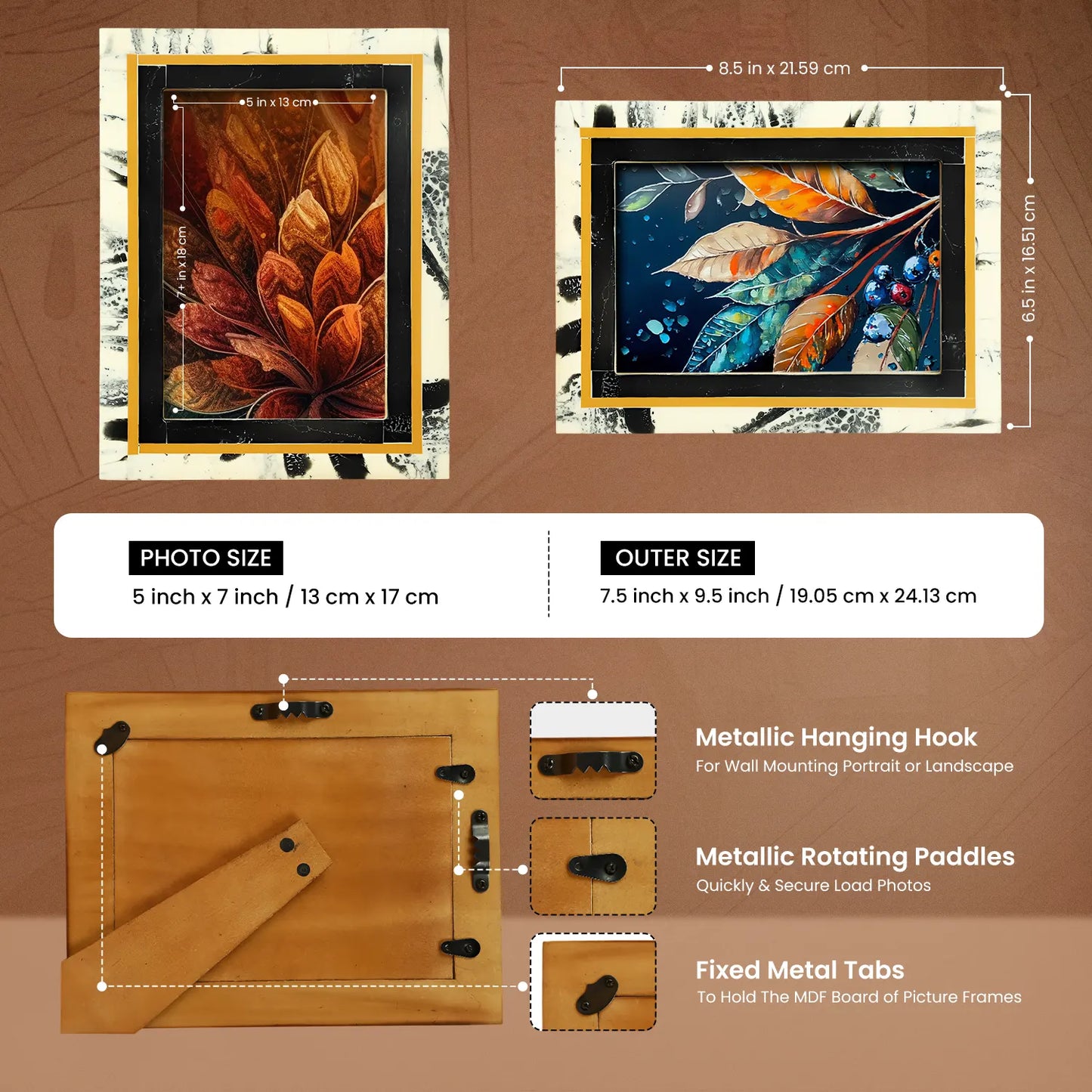 Black Abstract Ink Resin Inlay Picture Frame in 4x6 & 5x7 – Wholesale picture frames