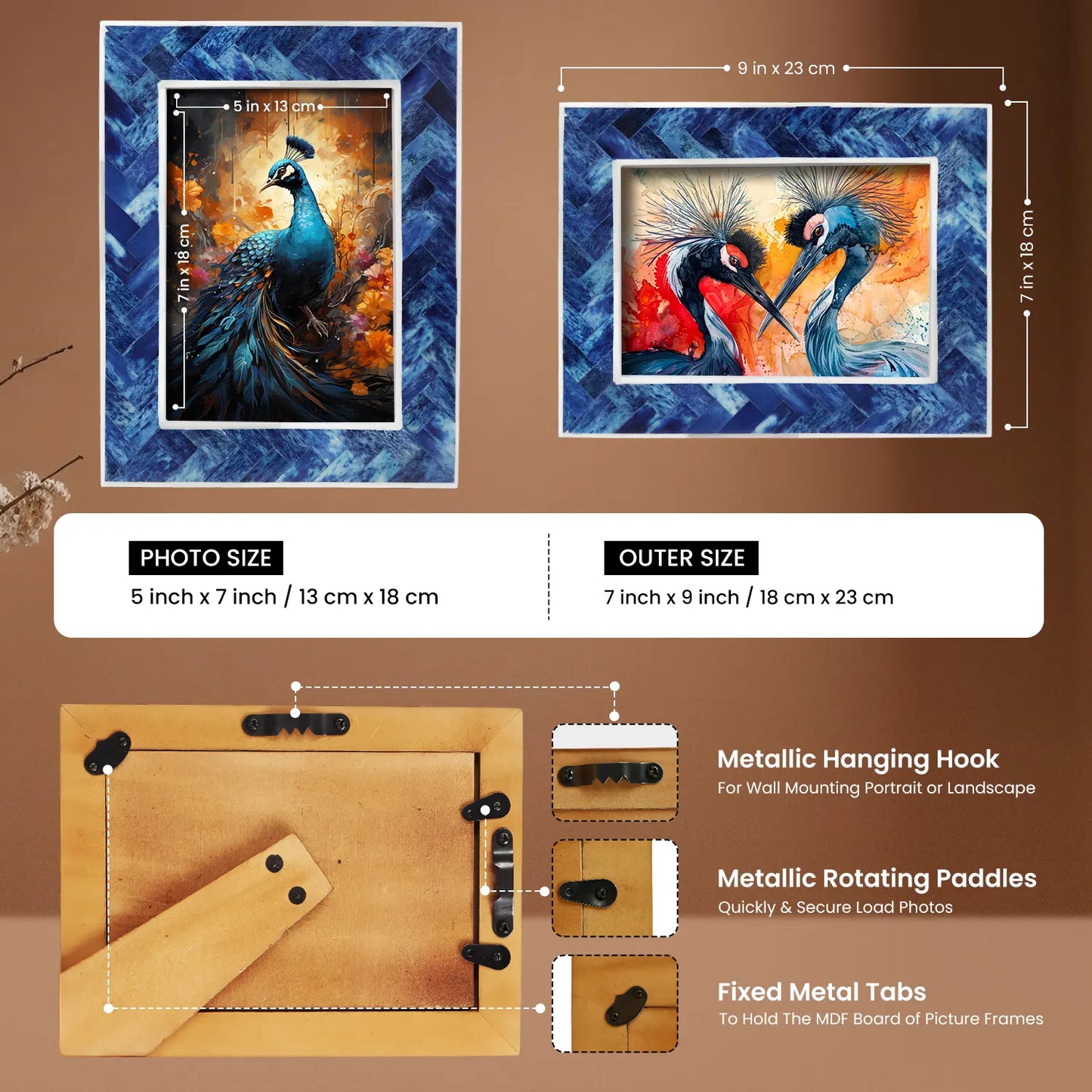 Blue Bone Inlay Handmade Picture Frame – 4x6 & 5x7 Decorative Tabletop Frame – Wholesale picture frames
