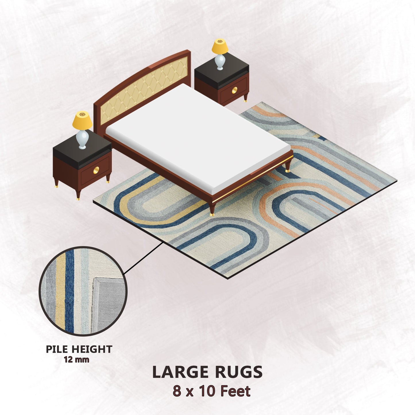 Premium Hand-Tufted Rug Made of 100% Wool - Pastel Loops - 8x10 Feet