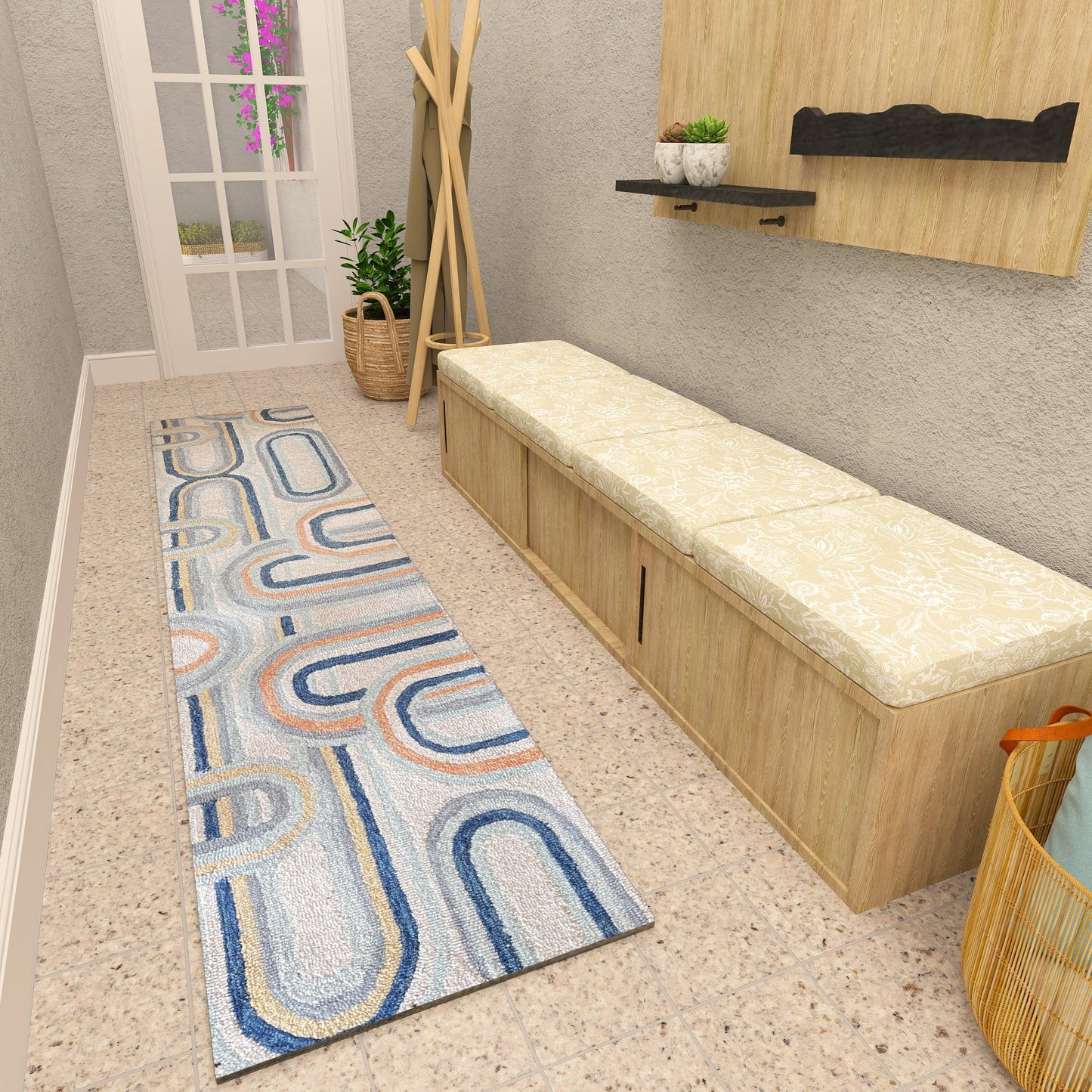 Premium Hand-Tufted Rug Made of 100% Wool - Pastel Loops - 2x8 Feet
