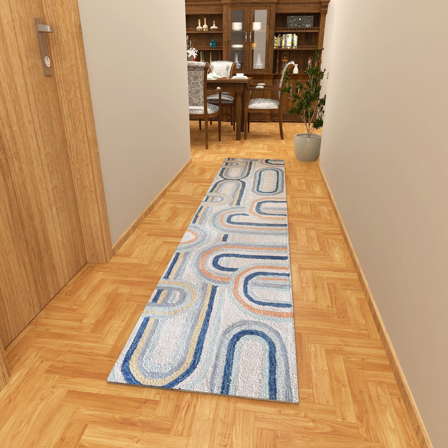 Premium Hand-Tufted Rug Made of 100% Wool - Pastel Loops - 2x8 Feet
