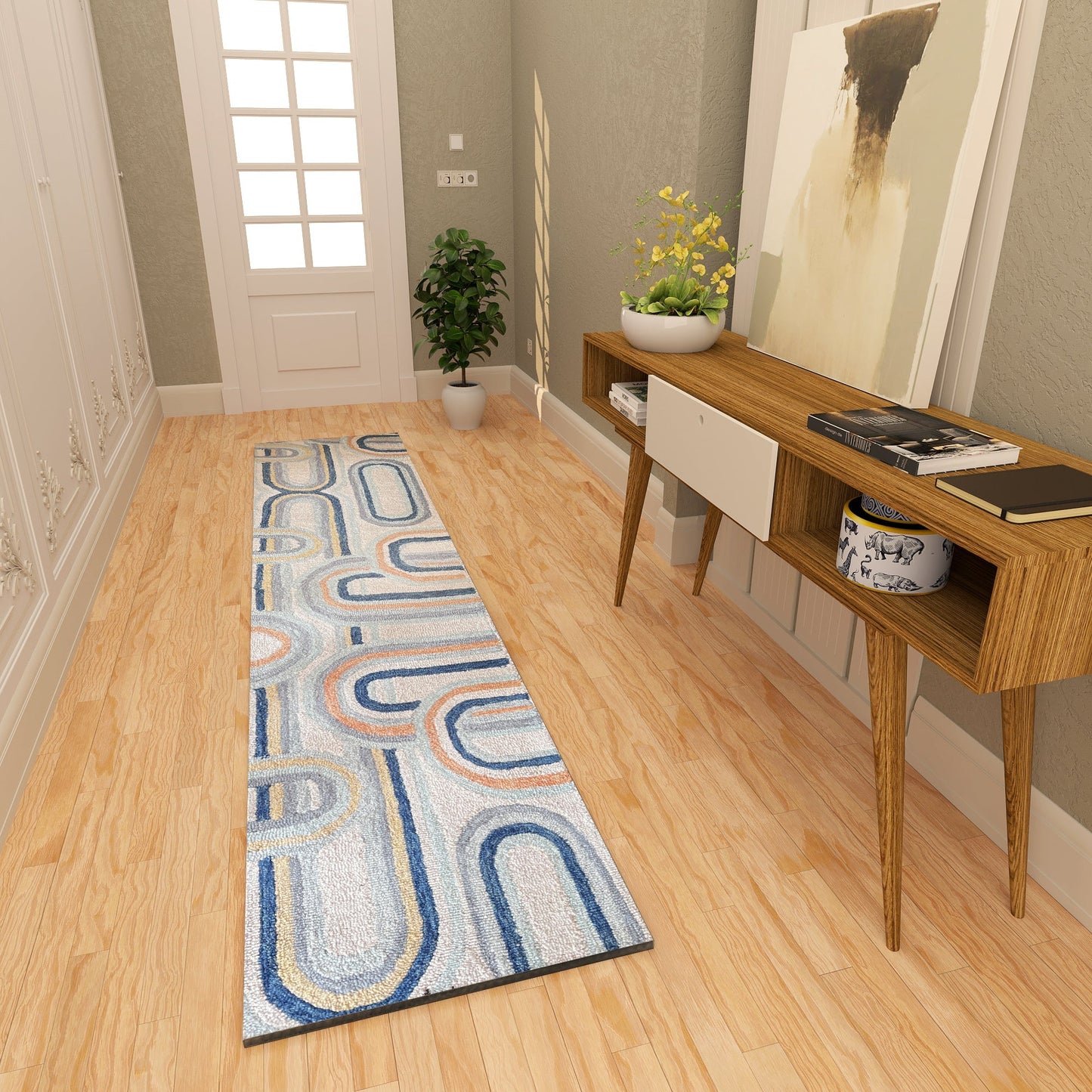 Premium Hand-Tufted Rug Made of 100% Wool - Pastel Loops - 2x8 Feet