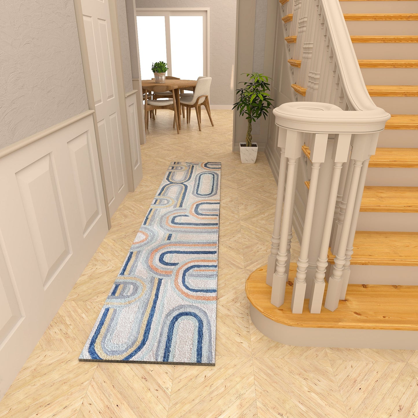 Premium Hand-Tufted Rug Made of 100% Wool - Pastel Loops - 2x8 Feet